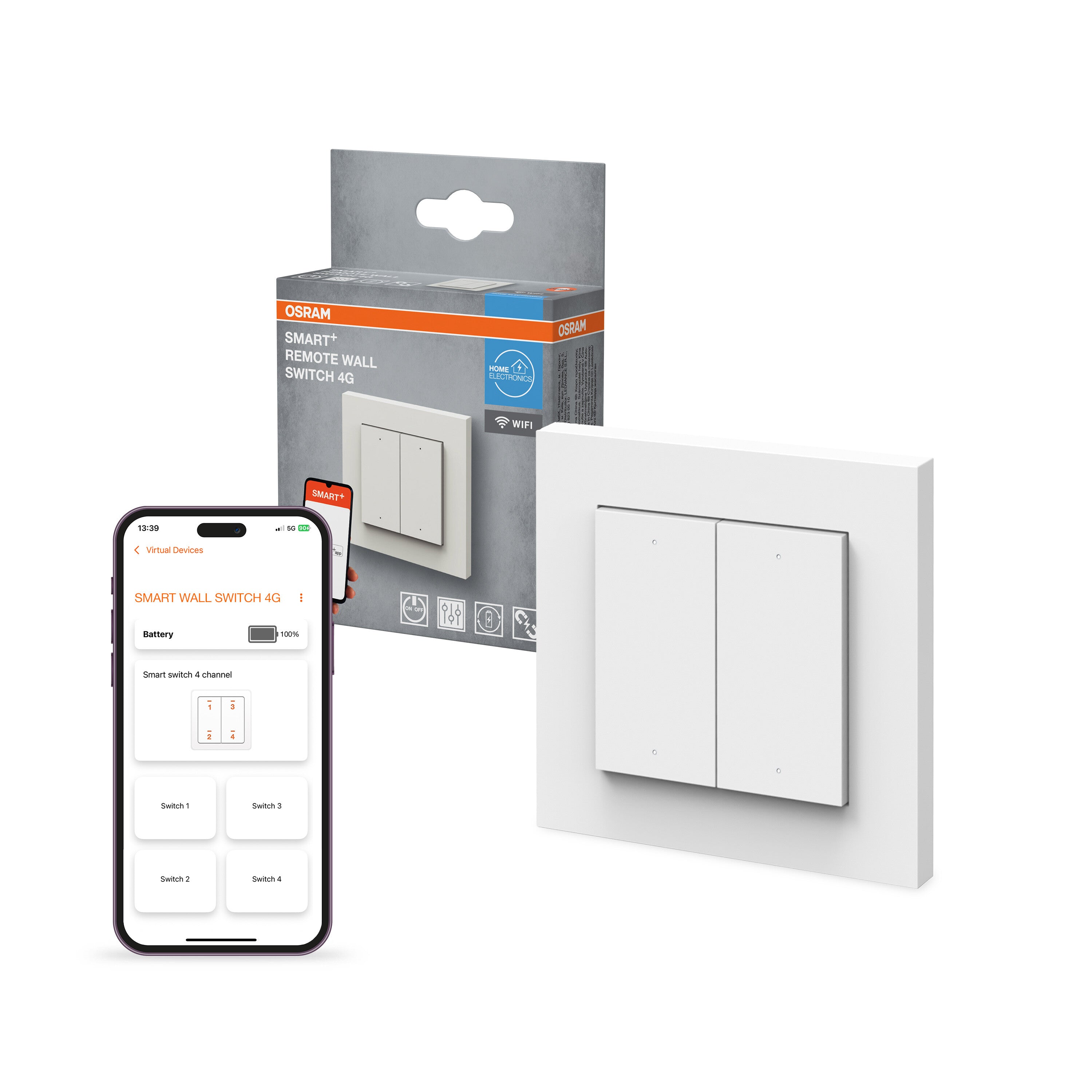 4058075849884 - SMART+ Chytrý nástěnný spínač WiFi bílá - Chytrý ovladač - LEDVANCE e-shop