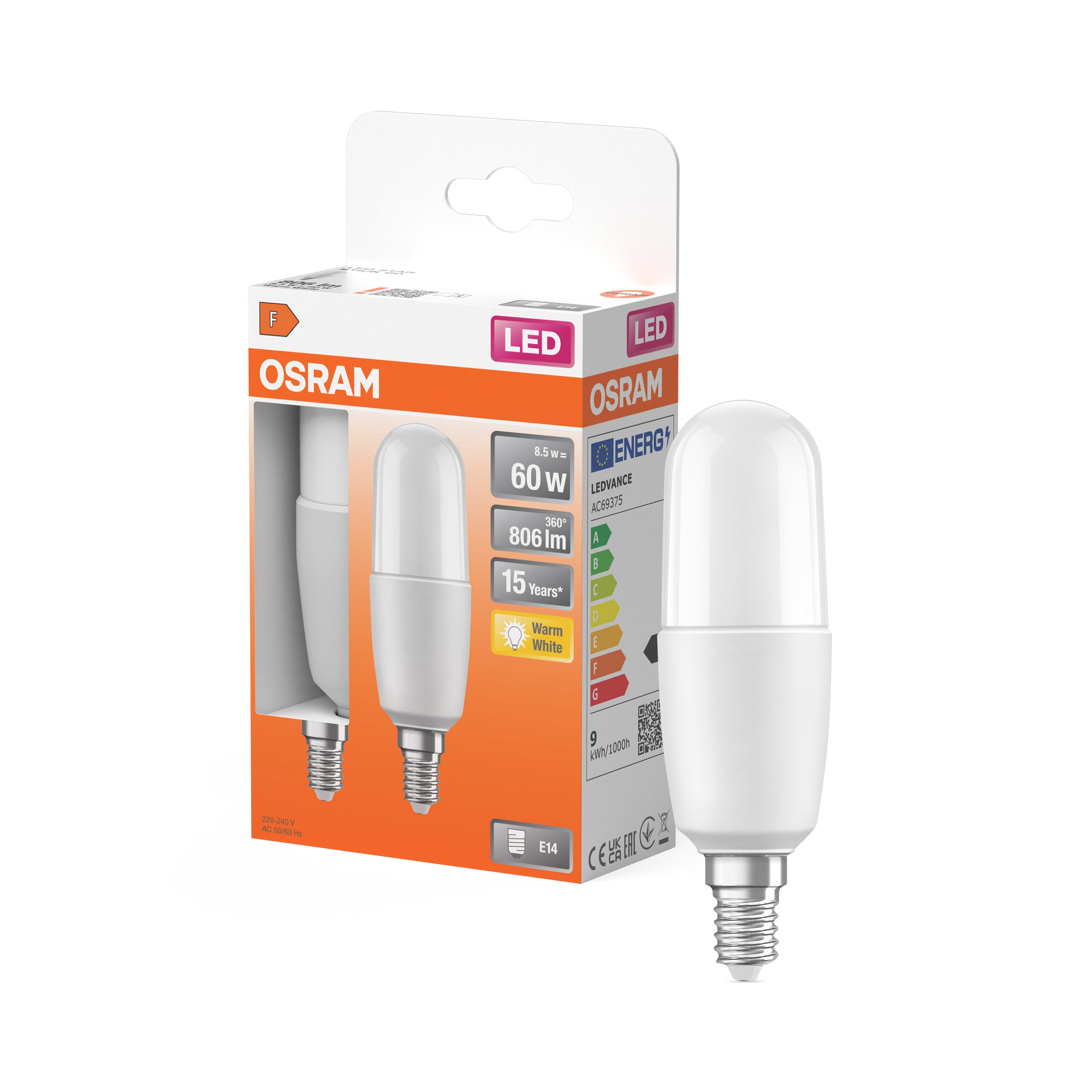4099854602702 - Matná LED žárovka E14 STAR 8,5 W, teplá bílá, náhrada 60 W - Žárovka - LEDVANCE e-shop