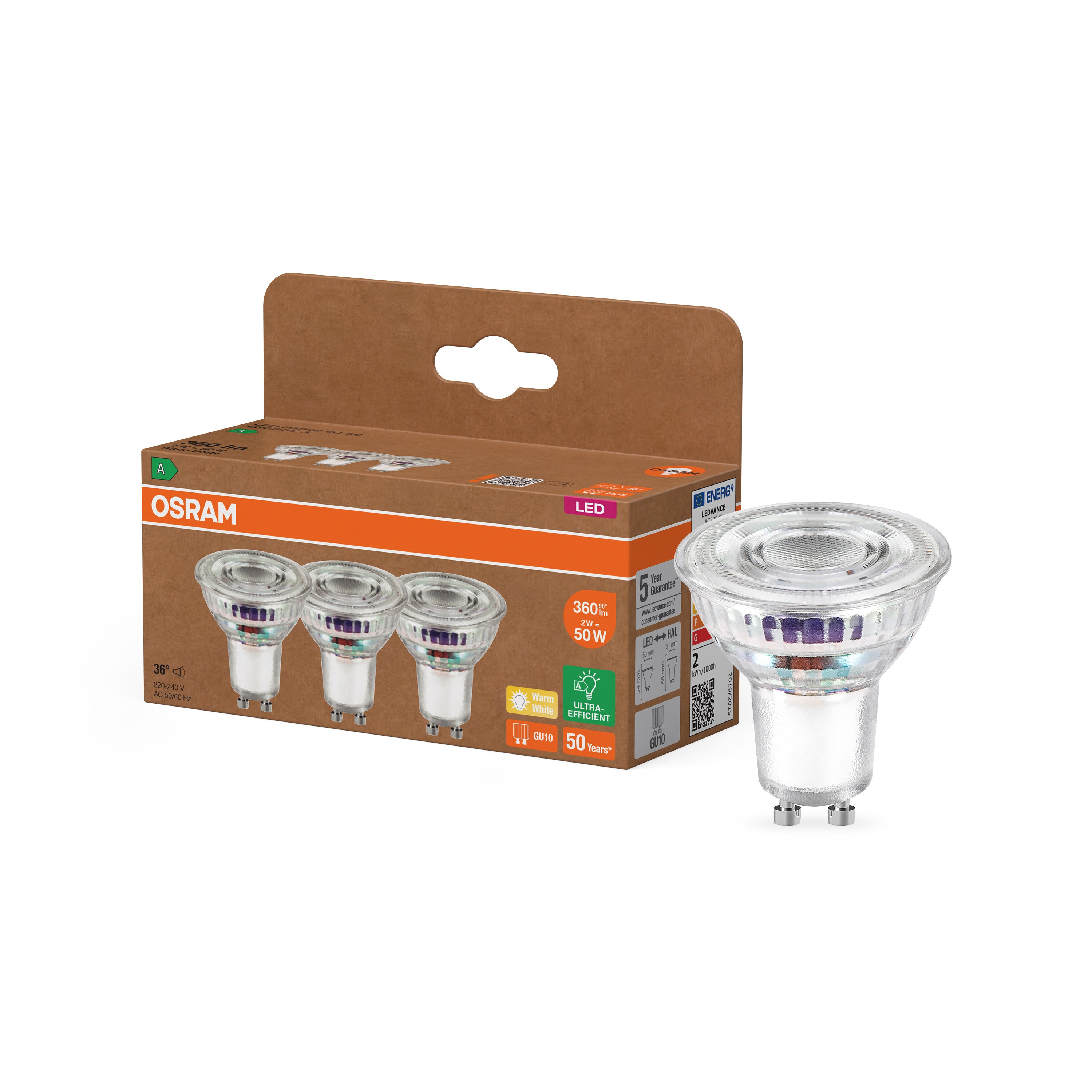 4099854597480 - LED bodovka GU10 2 W PAR16, teplá bílá, náhrada 50 W - Žárovka - LEDVANCE e-shop
