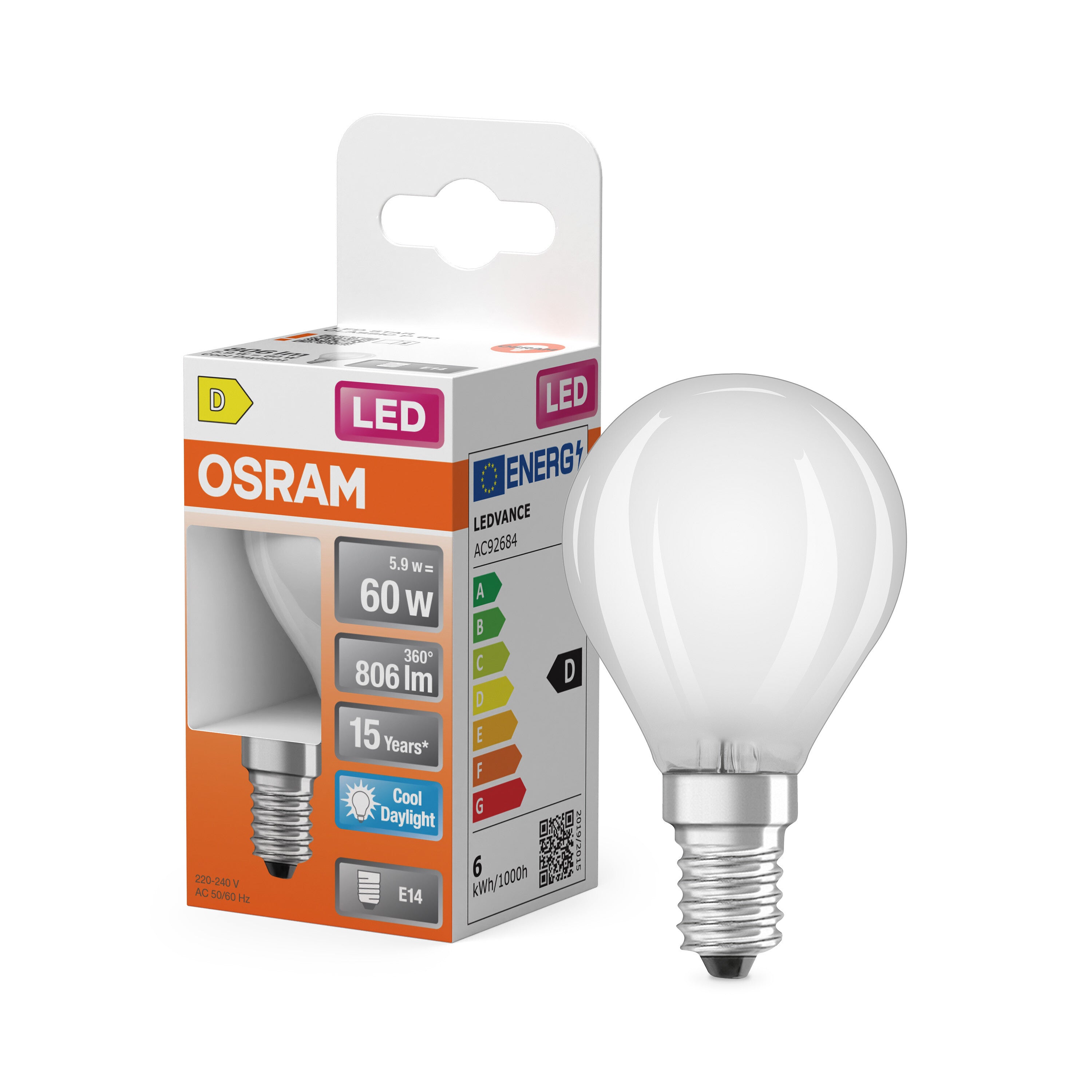 4099854514852 - Matná LED žárovka E14 STAR 5,9 W, studená bílá, denní světlo - Žárovka - LEDVANCE e-shop