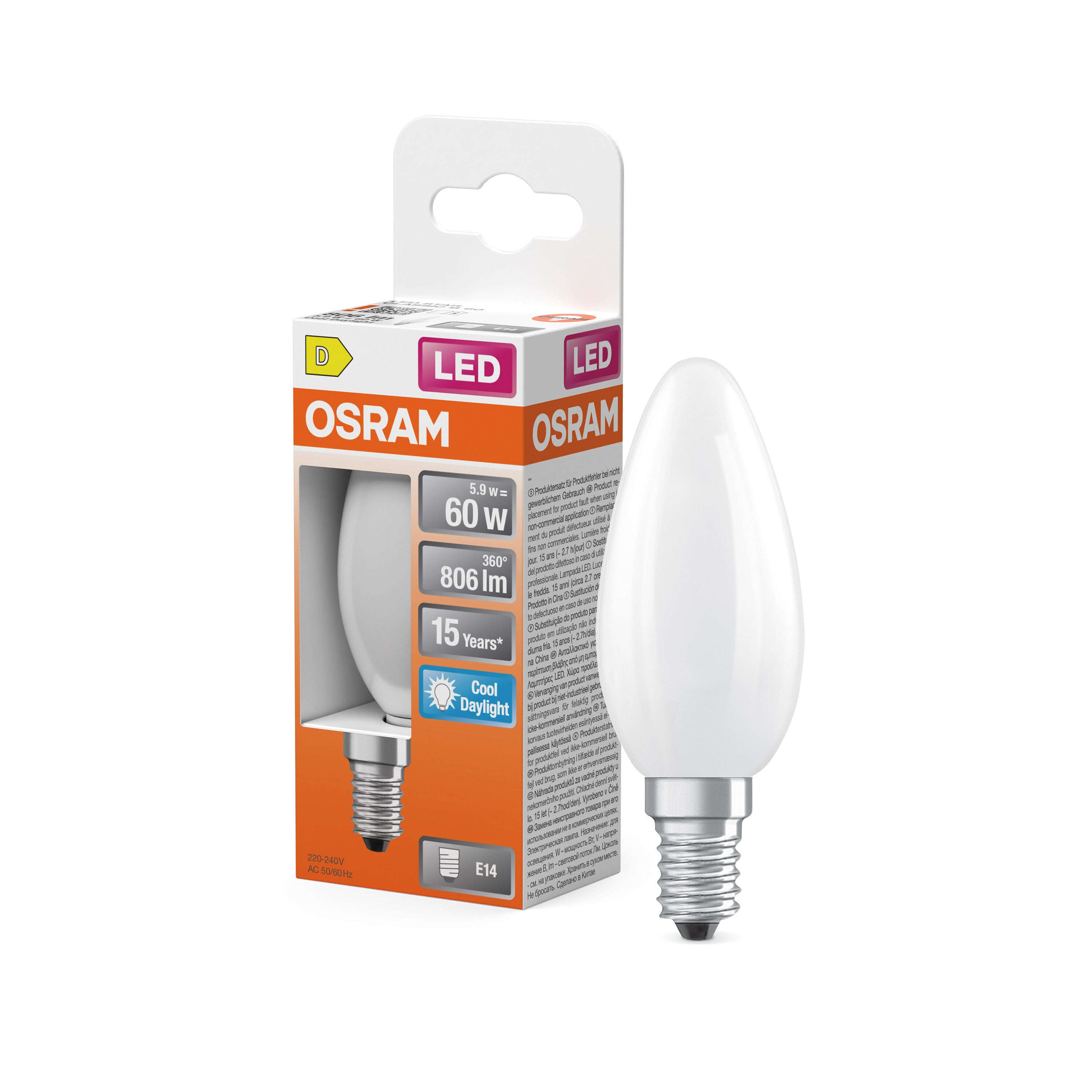 4099854514678 - Matná LED žárovka E14 STAR 5,9 W, studená bílá, náhrada 60 W - Žárovka - LEDVANCE e-shop
