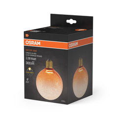 Matná LED žárovka E27 3,5 W DECOR LAMP, oranžová, praskané kulatá