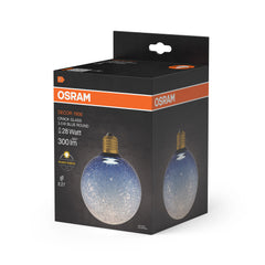 Matná LED žárovka E27 3,5 W DECOR LAMP, modrá, praskané kulatá