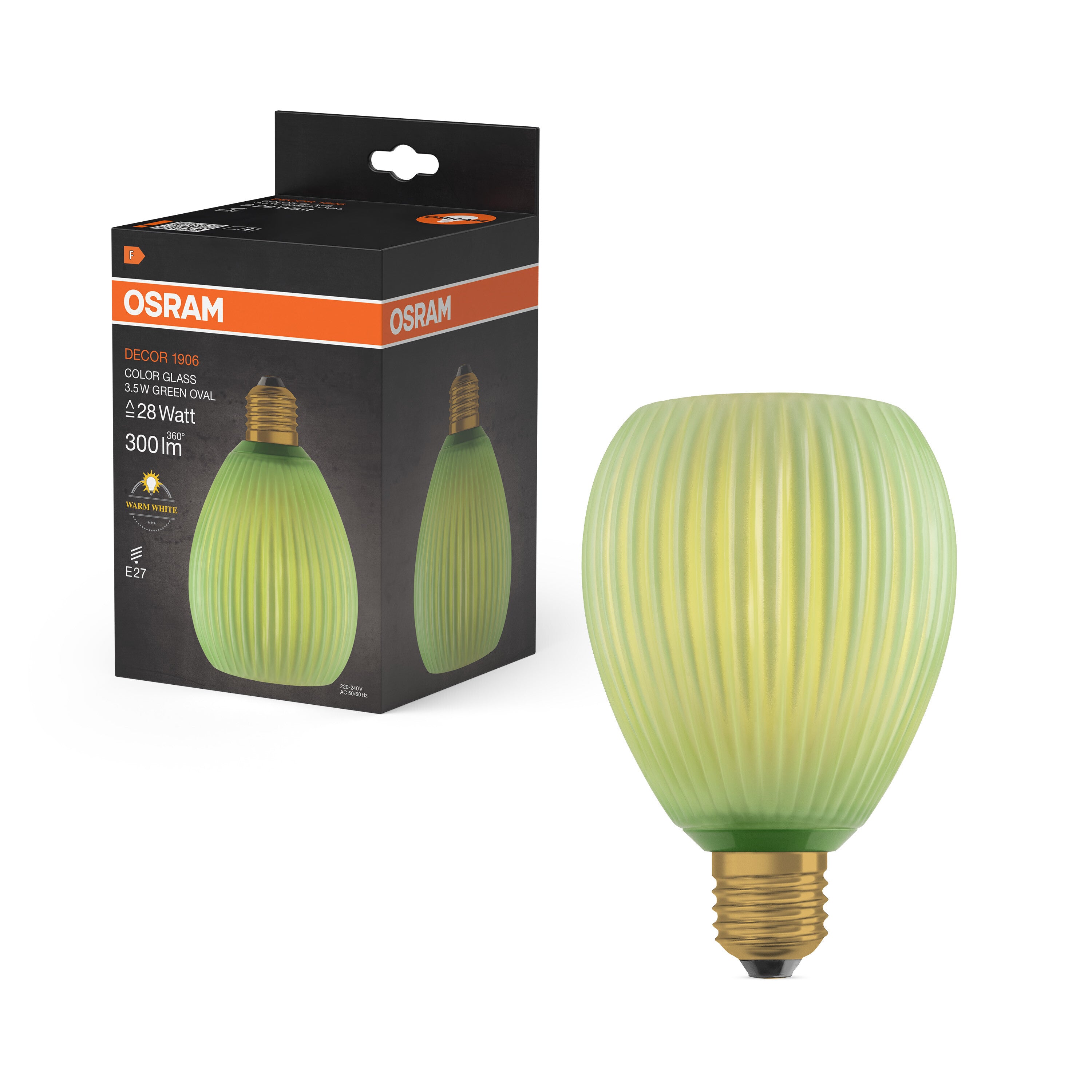 4099854608810 - Matná LED žárovka E27 3,5 W DECOR LAMP, zelená, náhrada 28 W - Žárovka - LEDVANCE e-shop