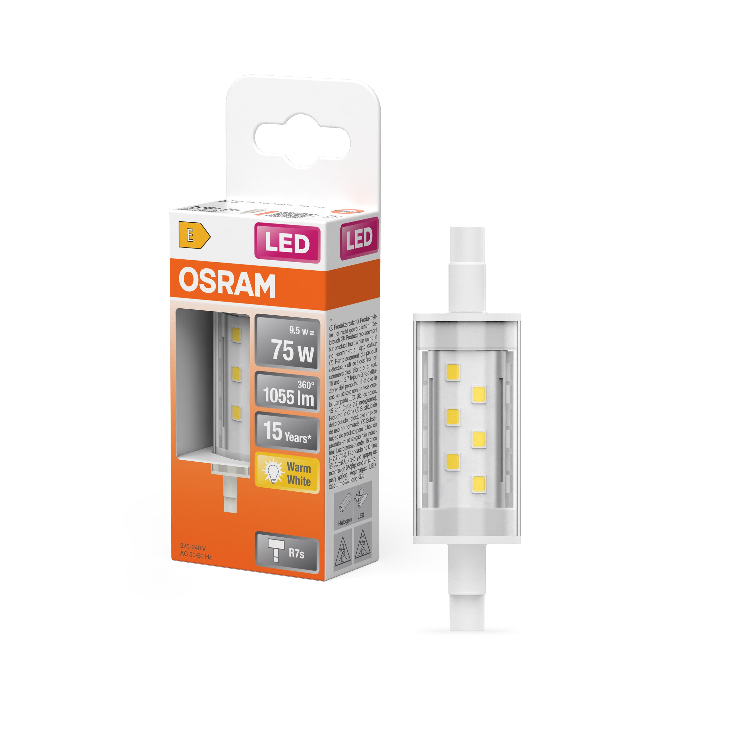 4099854503610 - LED žárovka R7s 9,5 W SLIM LINE, teplá bílá, náhrada 75 W - Žárovka - LEDVANCE e-shop