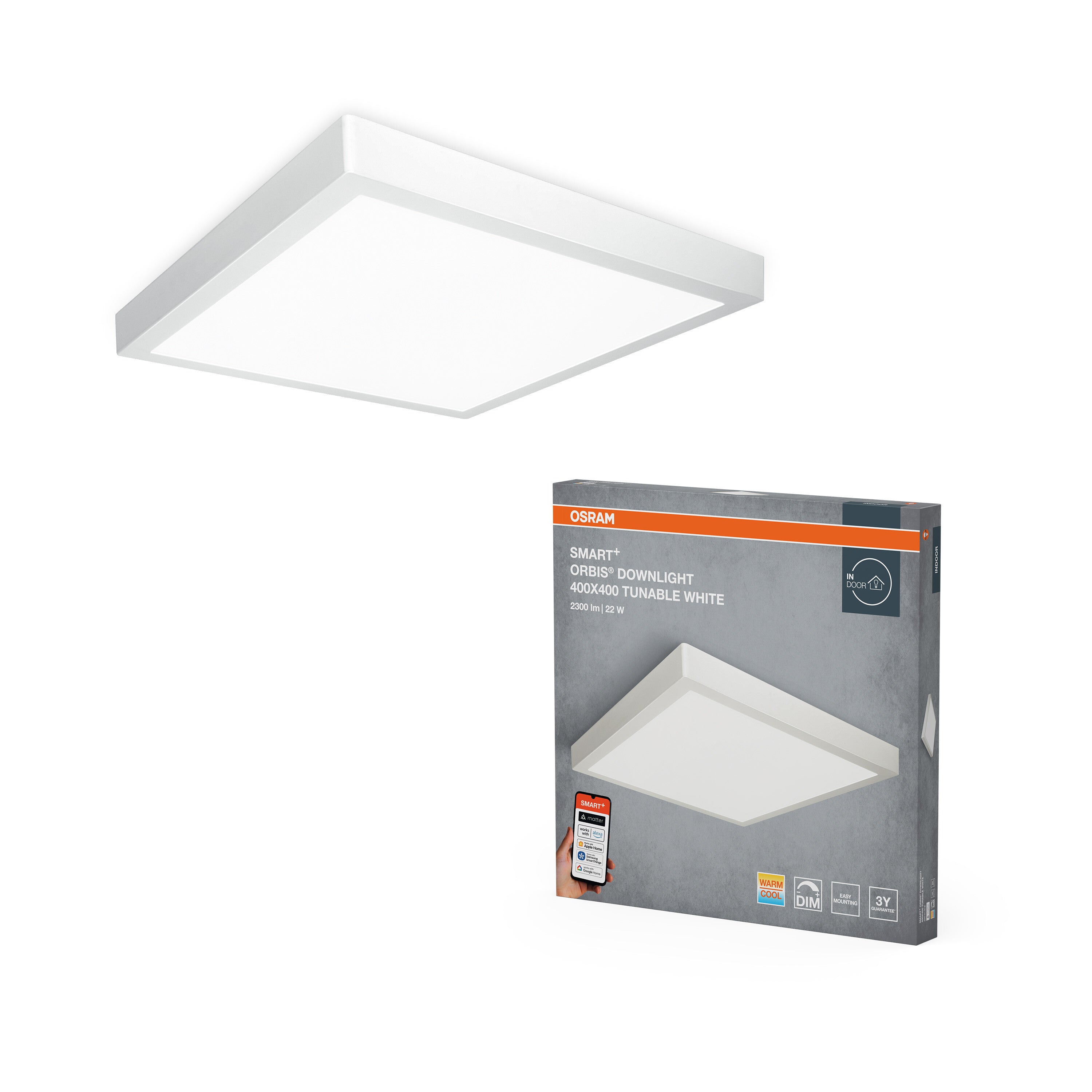4099854475511 - SMART+ MATTER Downlight, bílá, laditelná bílá, 110 °, 400 mm - Stropní svítidlo - LEDVANCE e-shop
