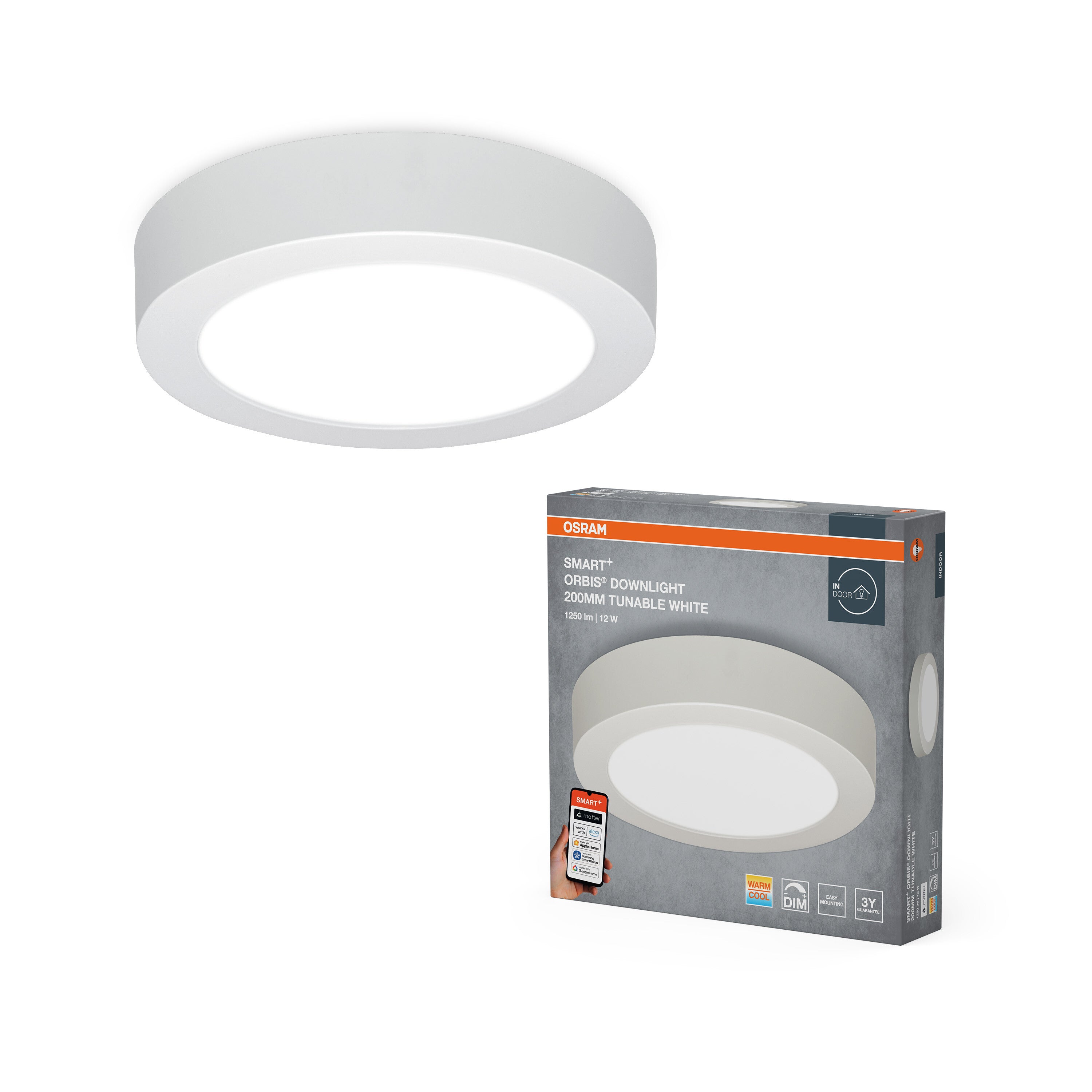 4099854475597 - SMART+ MATTER Downlight, bílá, laditelná bílá - Stropní svítidlo - LEDVANCE e-shop