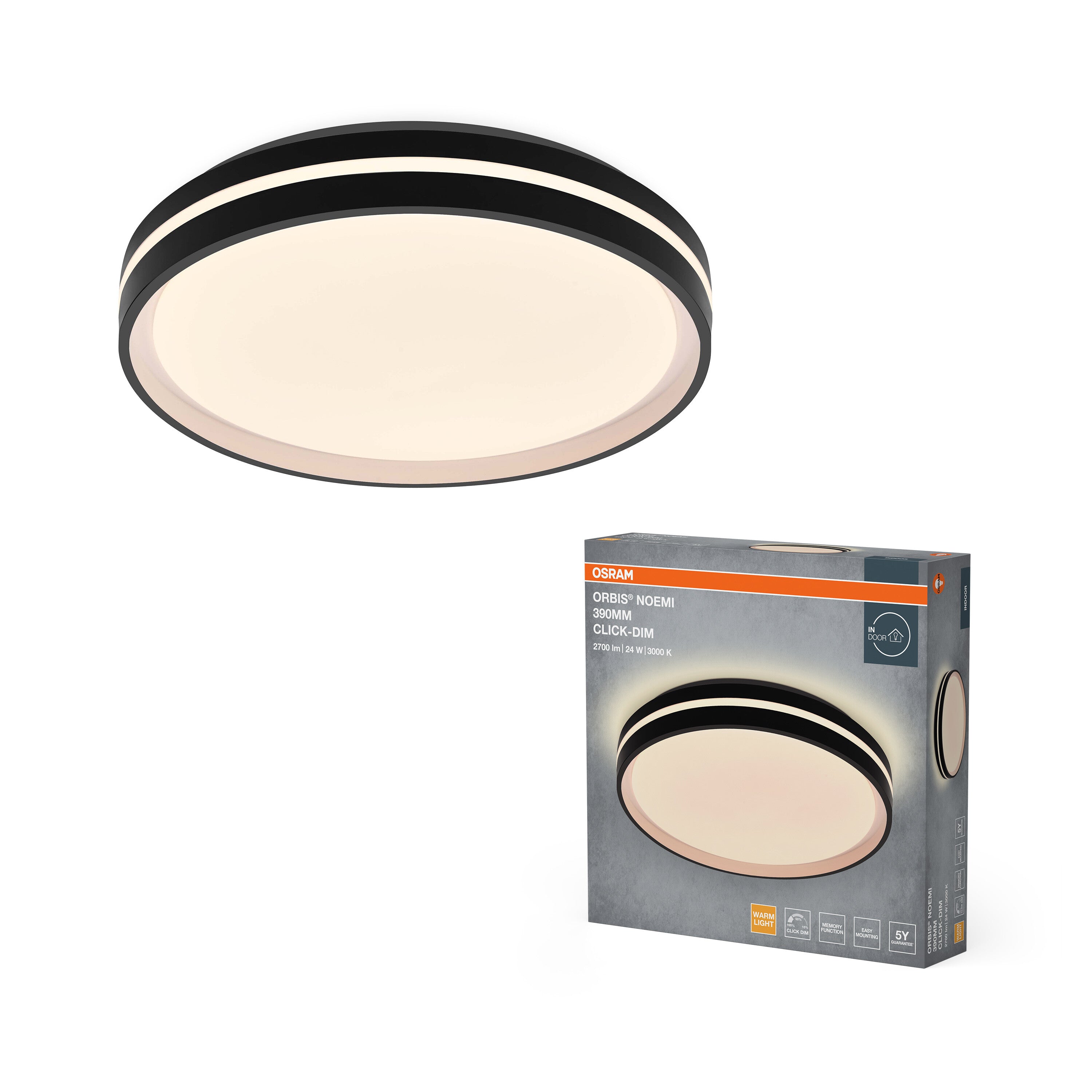 4099854626548 - Stropní svítidlo Orbis Noemi, černá, teplá bílá, 390 mm - Stropní svítidlo - LEDVANCE e-shop