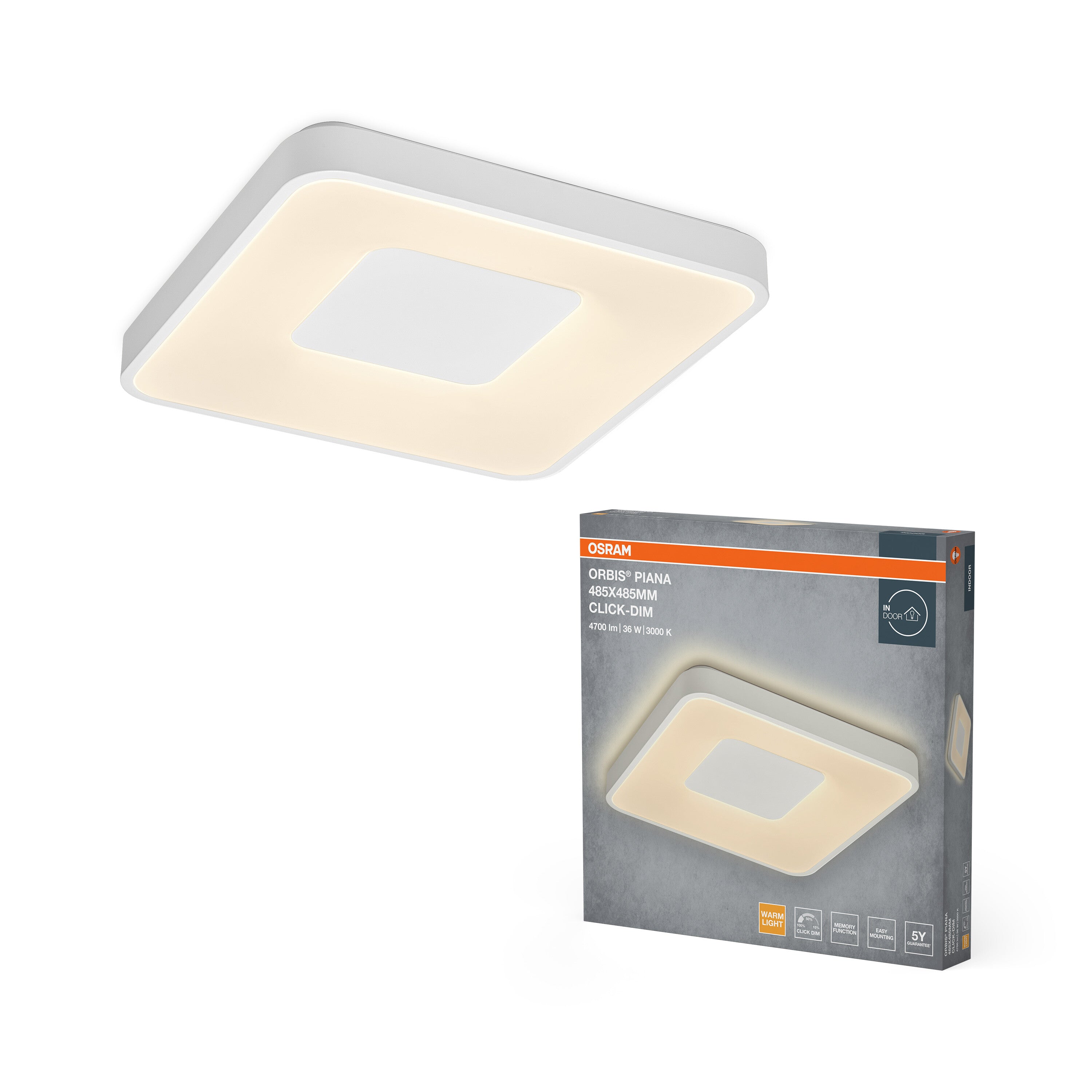 4099854626449 - Stropní svítidlo Orbis Piana, bílá, teplá bílá, 485 mm - Stropní svítidlo - LEDVANCE e-shop
