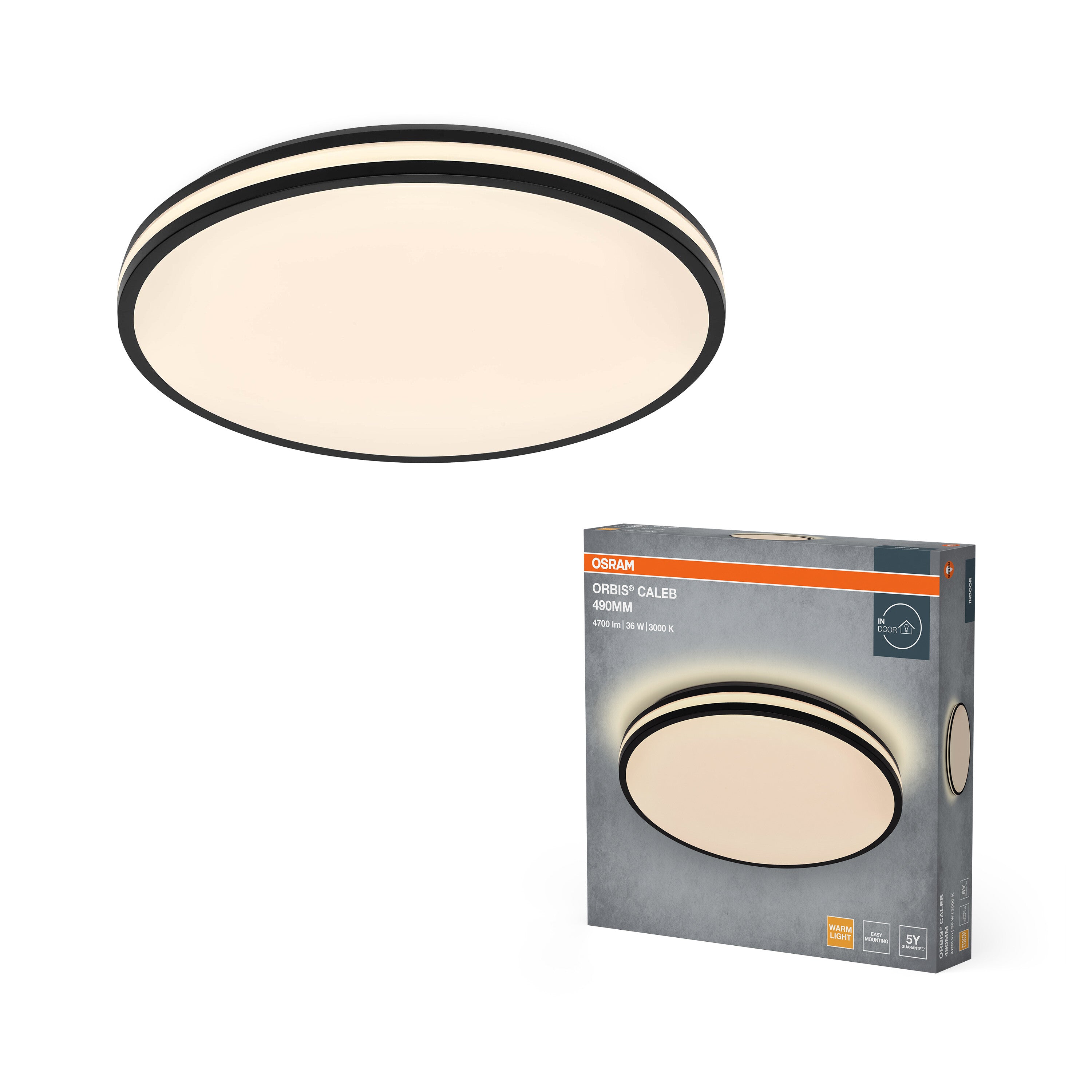 4099854617966 - Stropní svítidlo Orbis Caleb, černá, teplá bílá, 490 mm - Stropní svítidlo - LEDVANCE e-shop