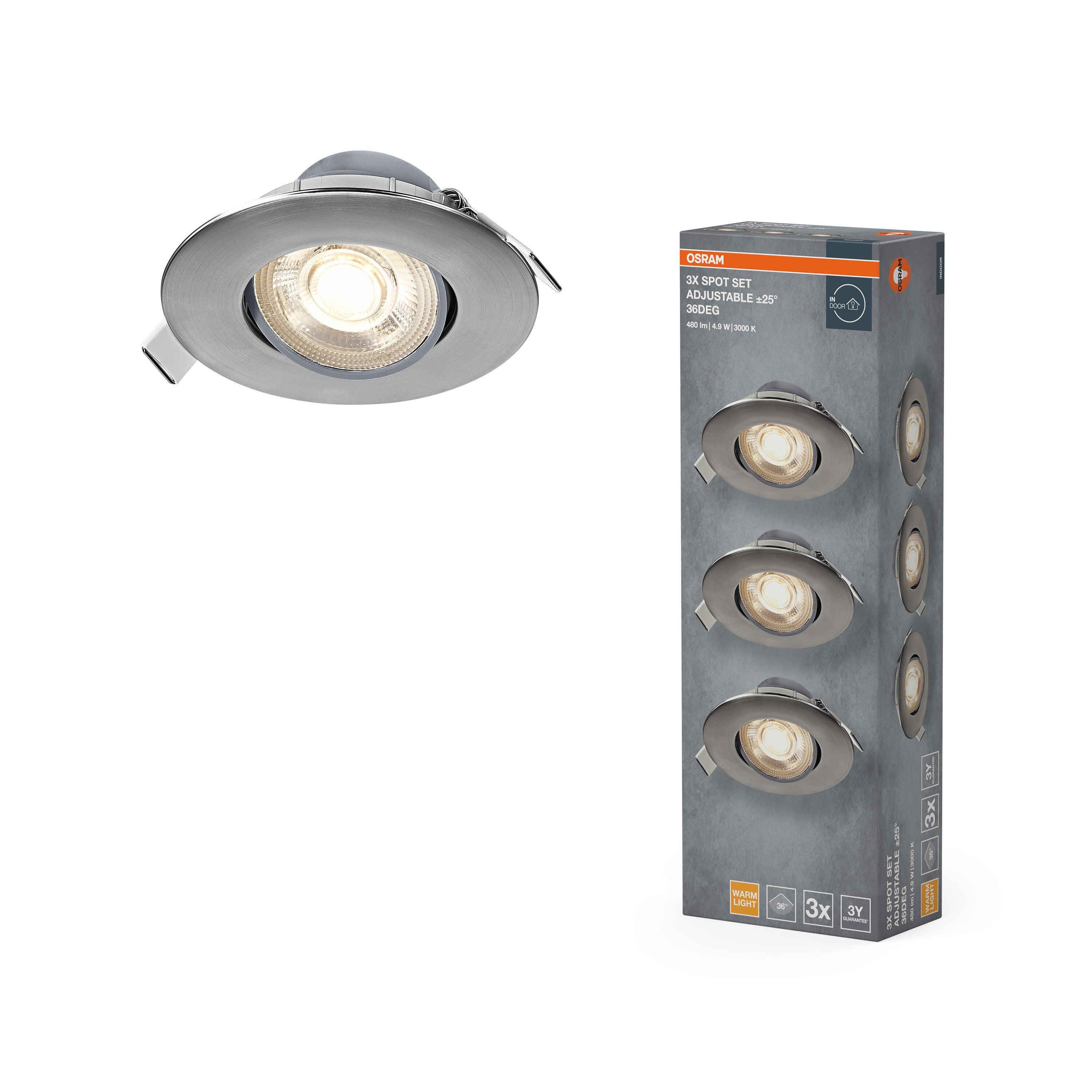 4099854612589 - Vestavný LED reflektor nastavitelný plastová, teplá bílá, nikl - Podhledové svítidlo - LEDVANCE e-shop