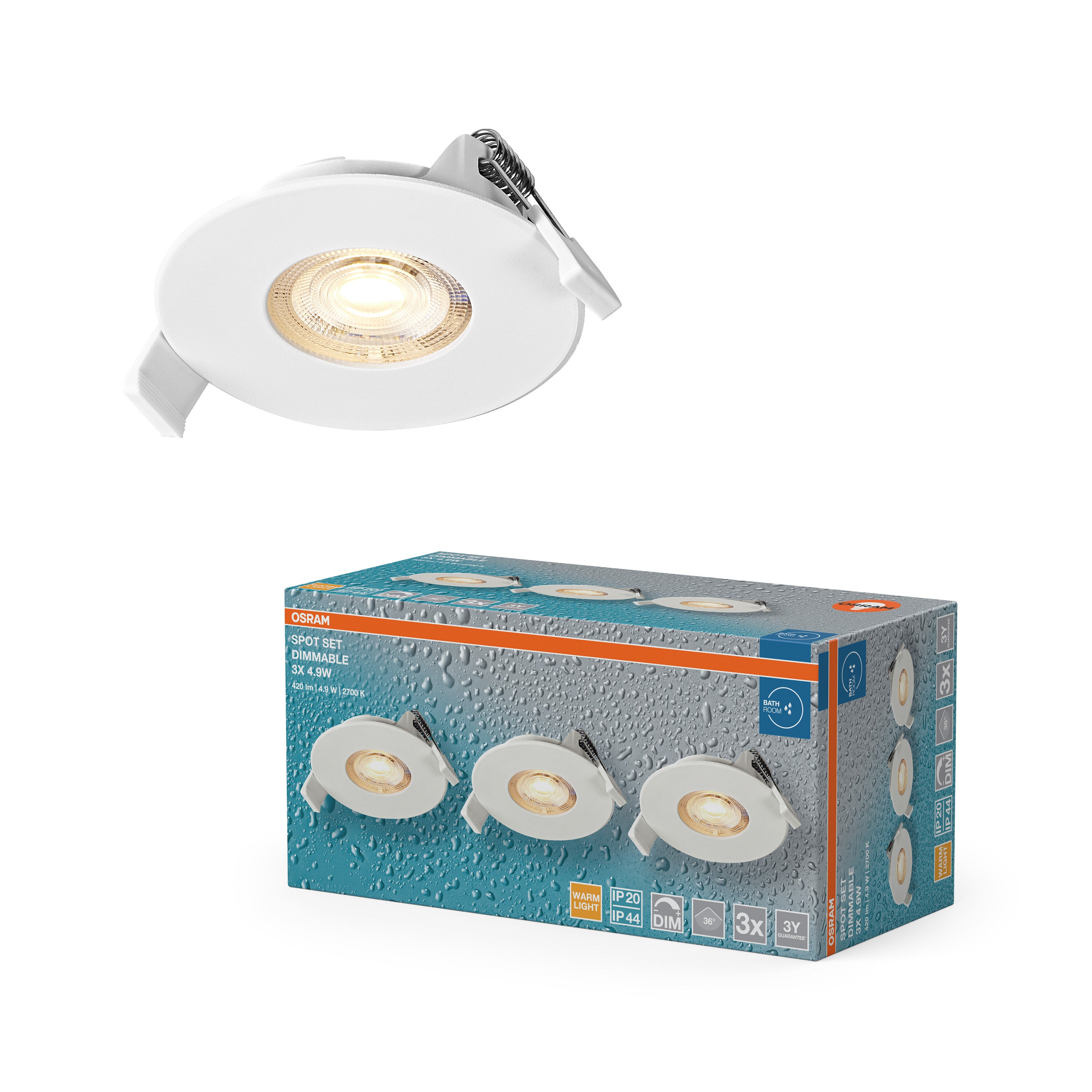 4099854596001 - Vestavný LED reflektor DIM IP44 36°, teplá bílá, bílá - Reflektor - LEDVANCE e-shop