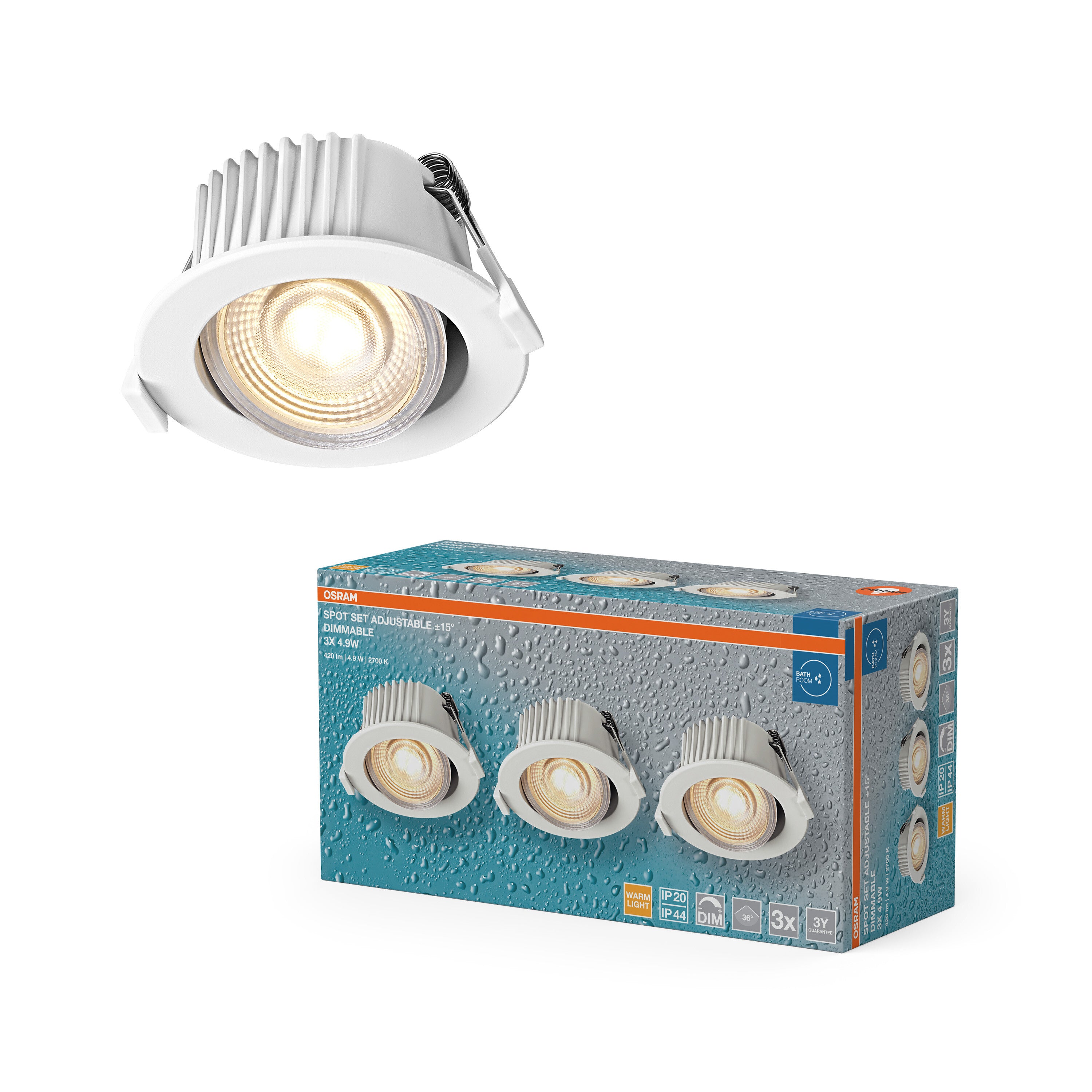 4099854595943 - Vestavný LED reflektor DIM IP44, teplá bílá, bílá - Reflektor - LEDVANCE e-shop