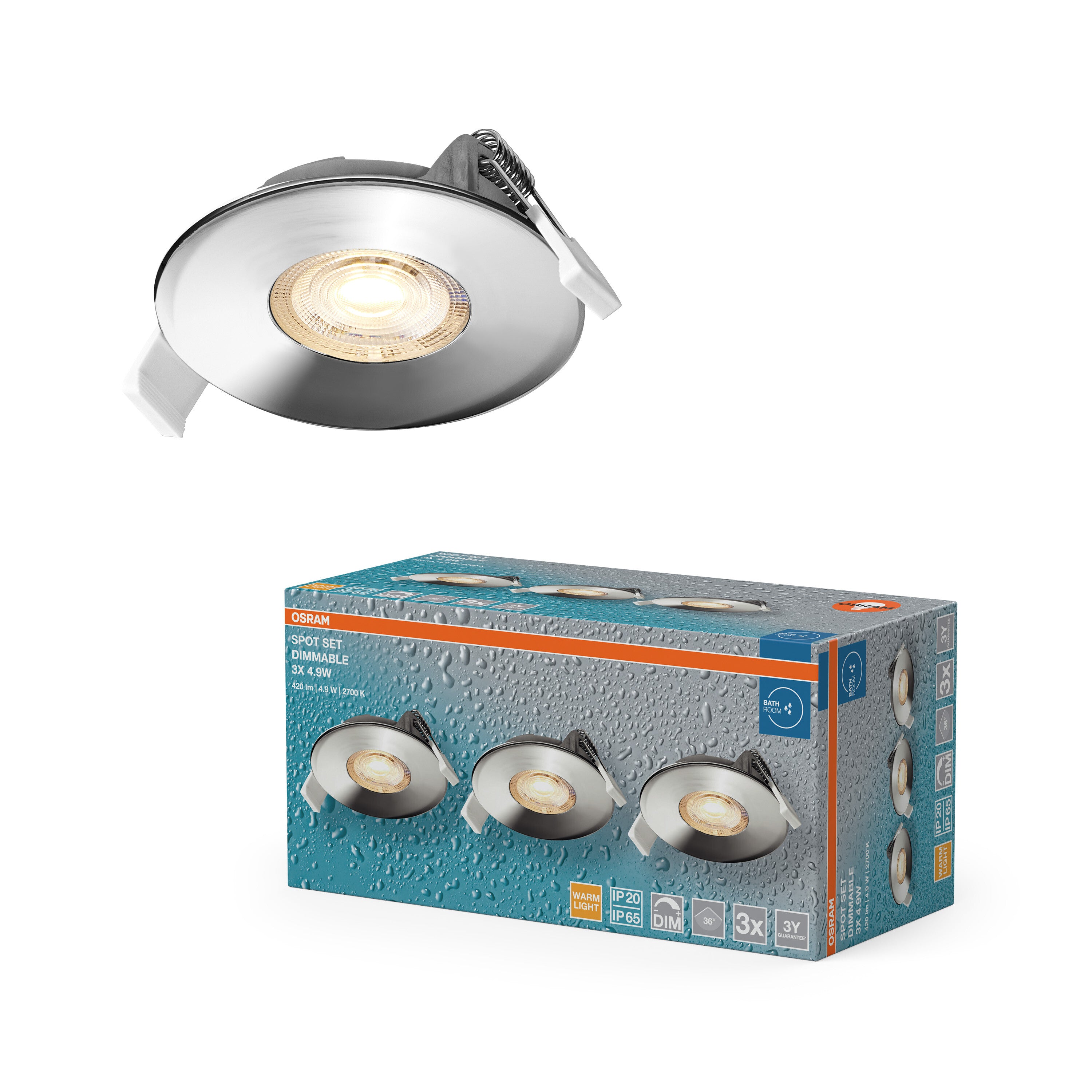 4099854596100 - Vestavný LED reflektor DIM IP65, teplá bílá, chrom - Reflektor - LEDVANCE e-shop