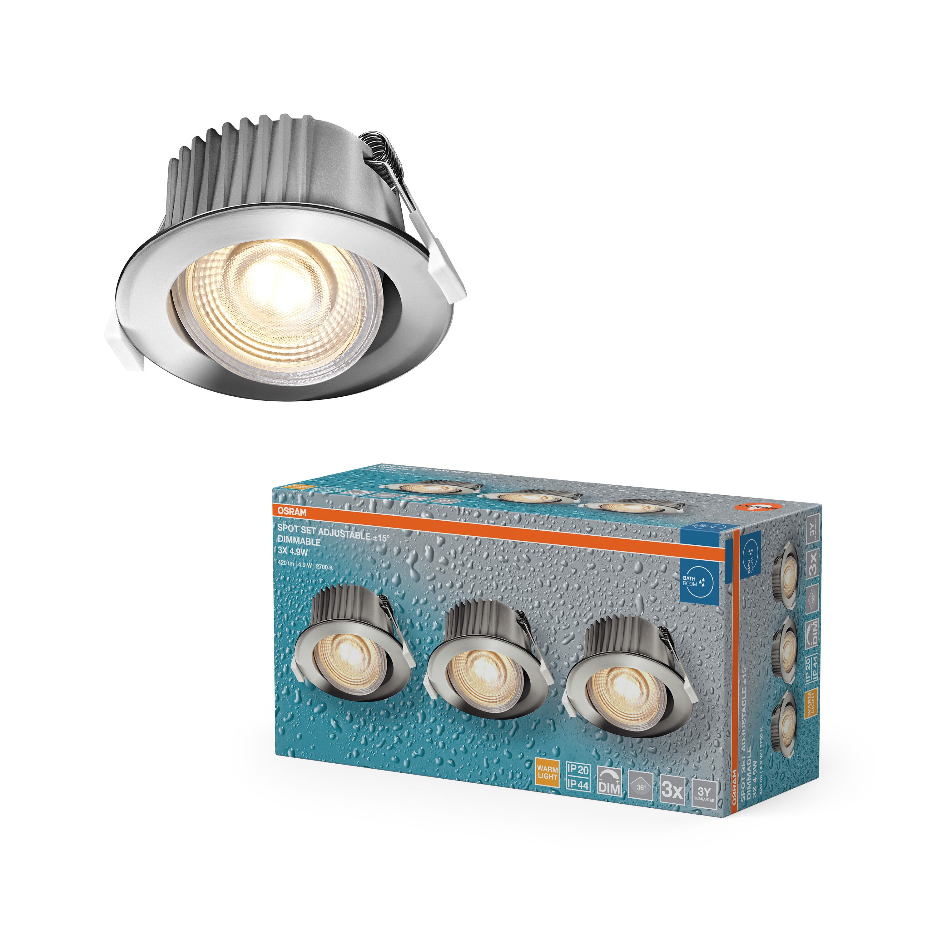 4099854595905 - Vestavný LED reflektor DIM IP44, teplá bílá, chrom - Reflektor - LEDVANCE e-shop