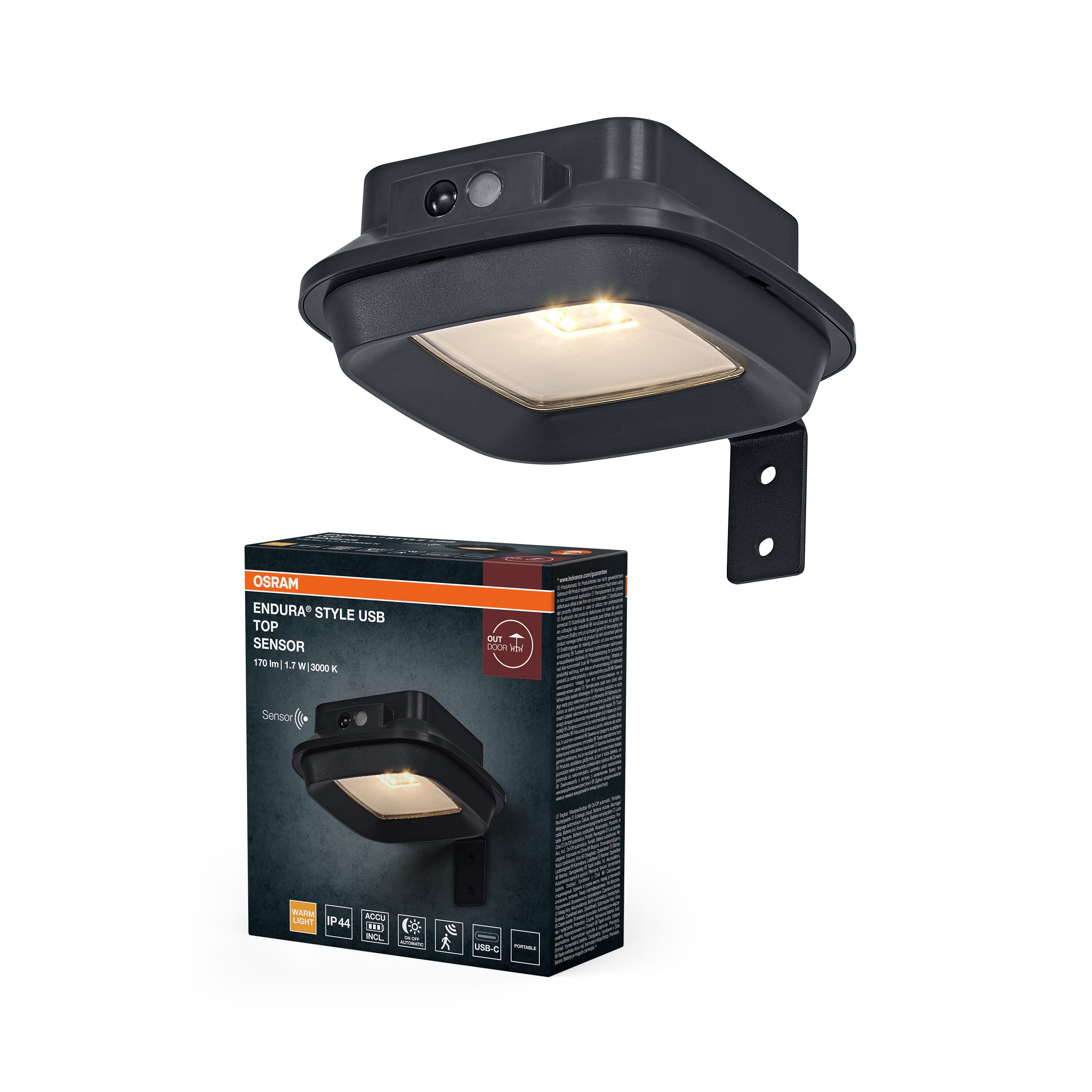 4099854699894 - ENDURA® Style USB nástěnný, šedá, teplá bílá, 120 °, 1,70 W - Venkovní dekorativní svítidlo - LEDVANCE e-shop