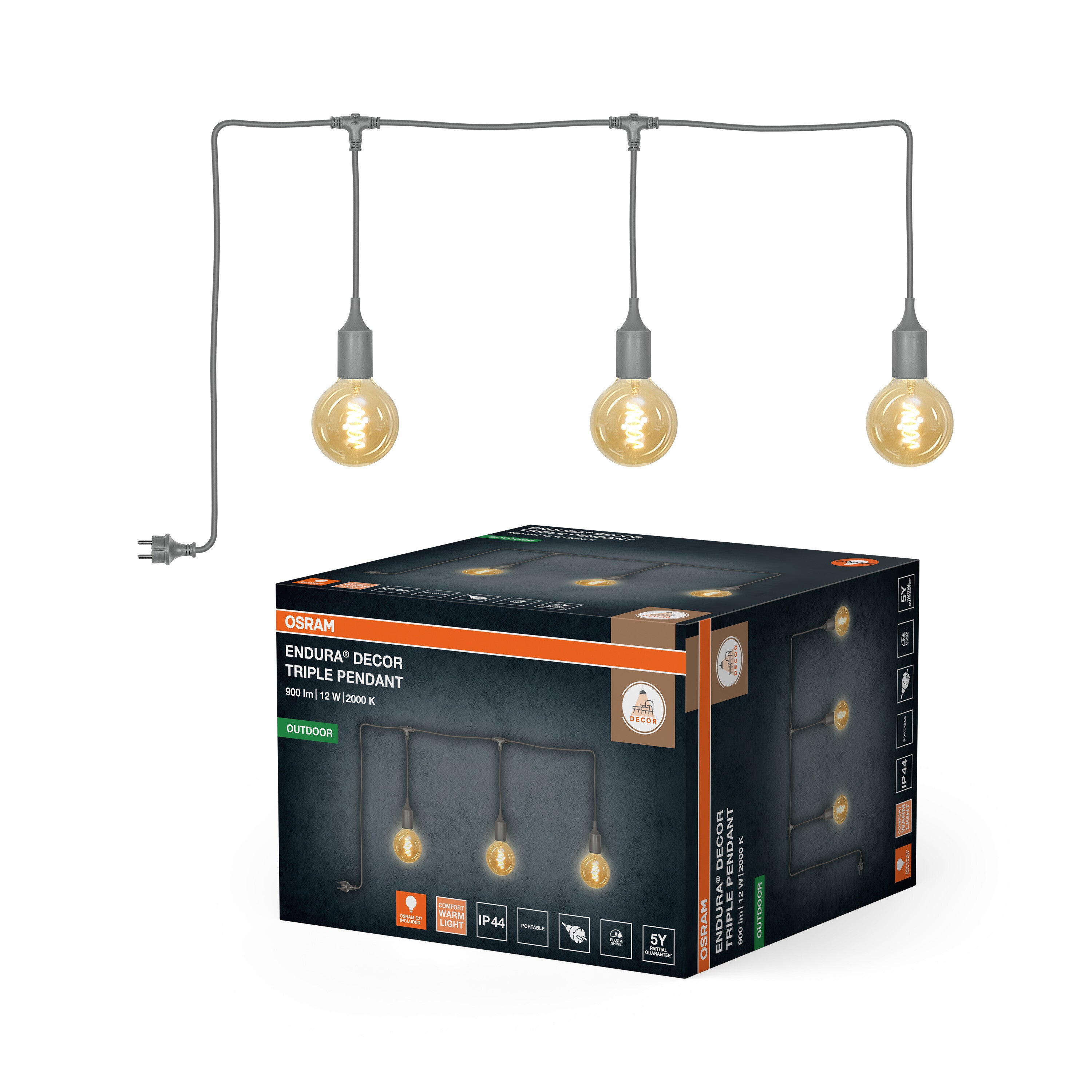 4099854724855 - ENDURA® Decor přenosný závěsný, šedá, teplá bílá, 300 °, 4,00 W - Venkovní dekorativní svítidlo - LEDVANCE e-shop