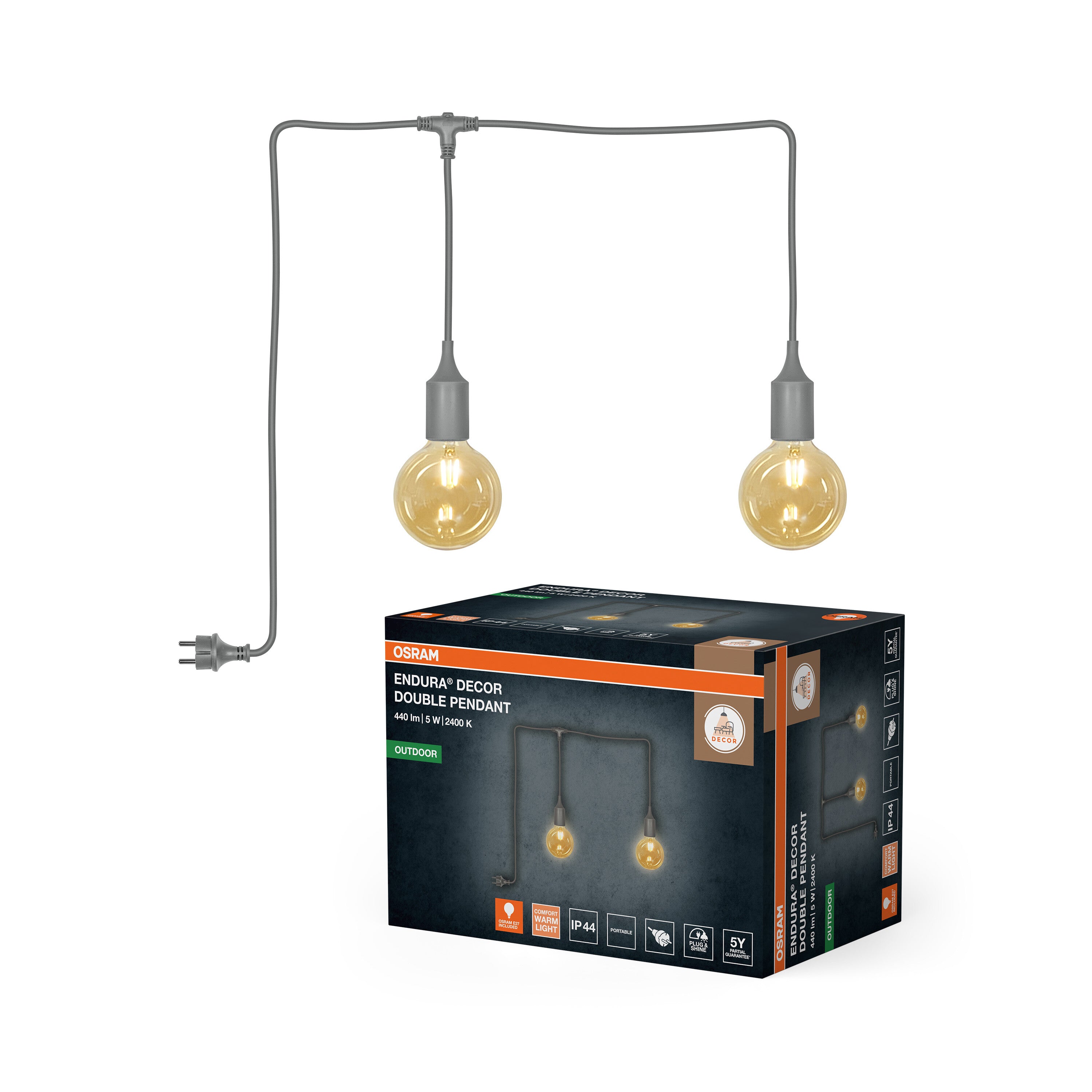 4099854724732 - ENDURA® Decor přenosný závěsný, šedá, teplá bílá, 300 ° - Venkovní dekorativní svítidlo - LEDVANCE e-shop