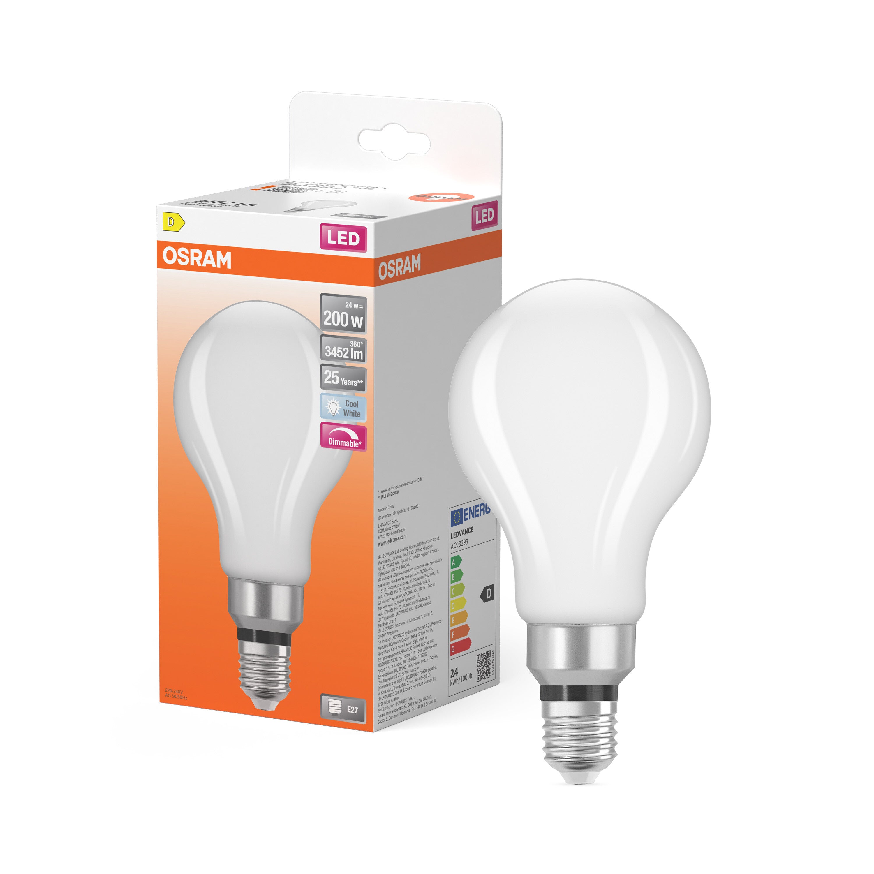 4099854776687 - Stmívatelná LED žárovka E27 STAR 24 W, studená bílá - Žárovka - LEDVANCE e-shop