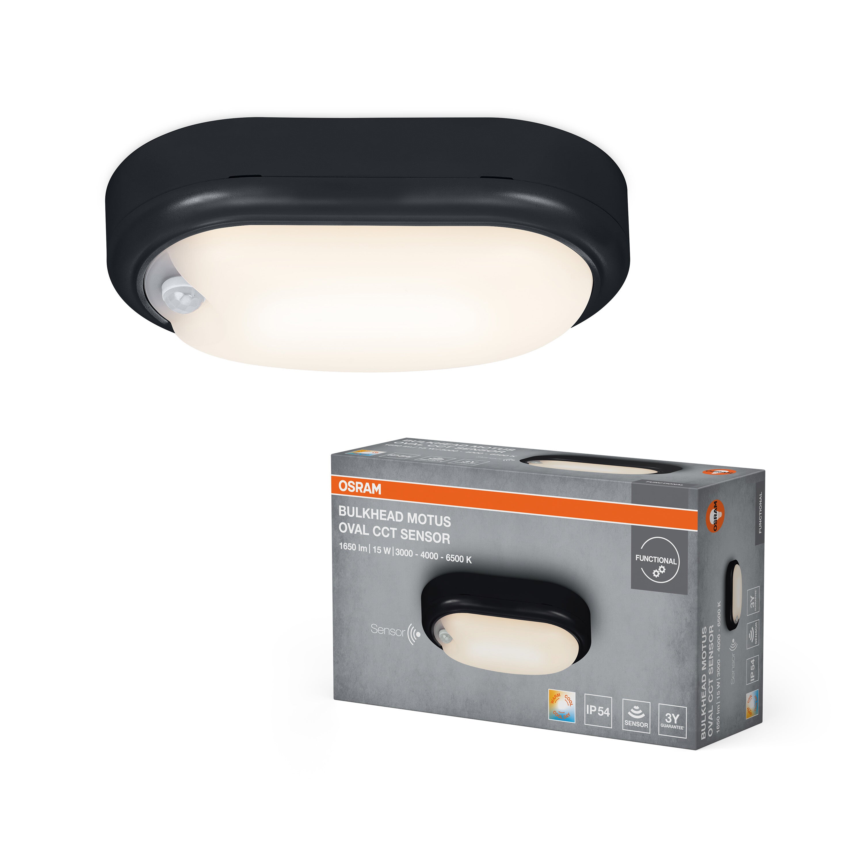 4099854689925 - Stropní svítidlo Bulkhead Motus, černá, laditelná bílá, 15,00 W - Stropní svítidlo - LEDVANCE e-shop
