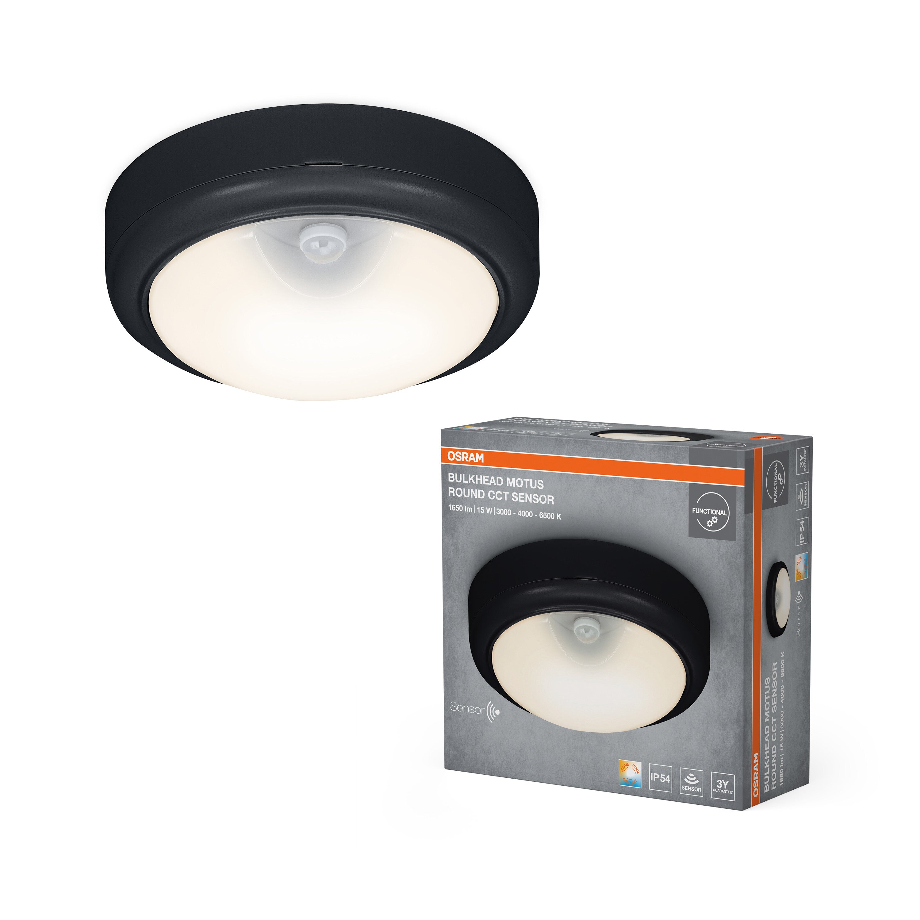 4099854689888 - Stropní svítidlo Bulkhead Motus, černá, laditelná bílá - Stropní svítidlo - LEDVANCE e-shop