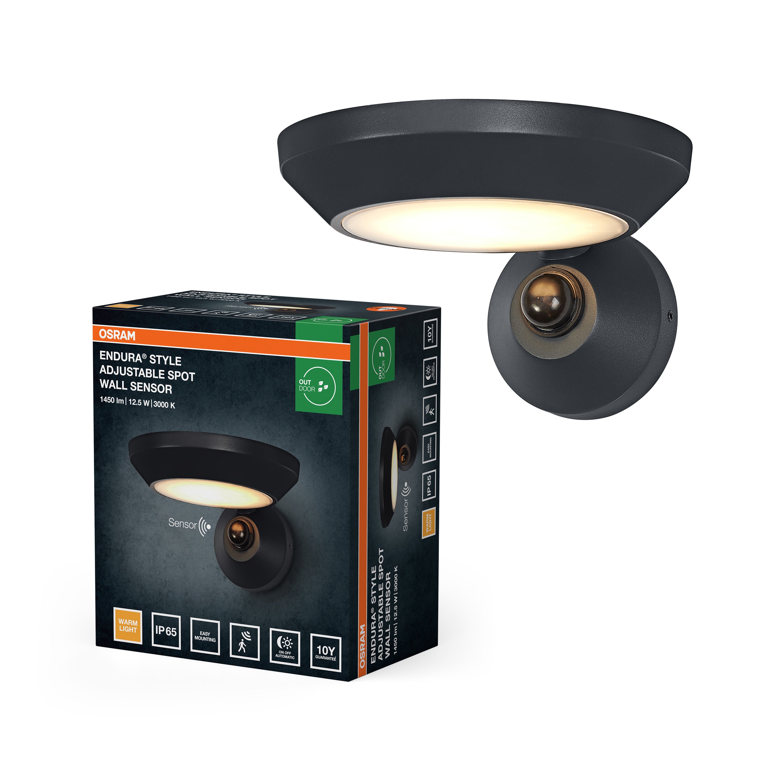 4099854709500 - ENDURA® Style nastavitelný IP65, šedá, teplá bílá, 100 ° - Venkovní dekorativní svítidlo - LEDVANCE e-shop