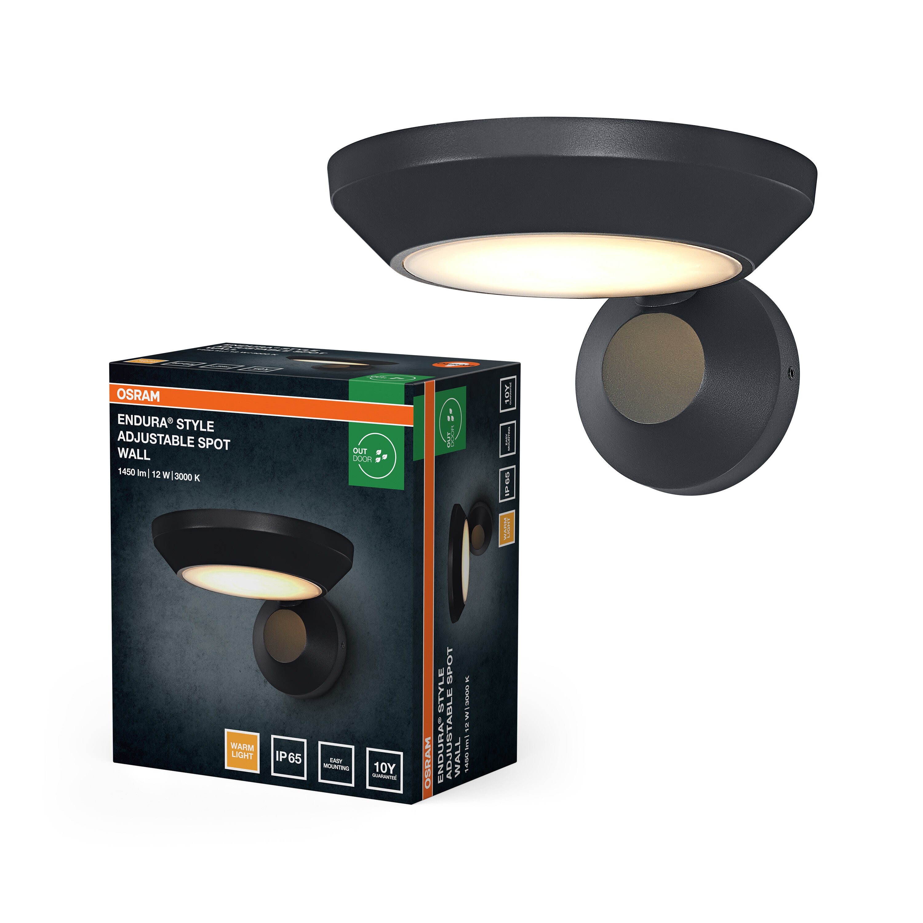 4099854709487 - ENDURA® Style nastavitelný IP65, šedá, teplá bílá - Venkovní dekorativní svítidlo - LEDVANCE e-shop