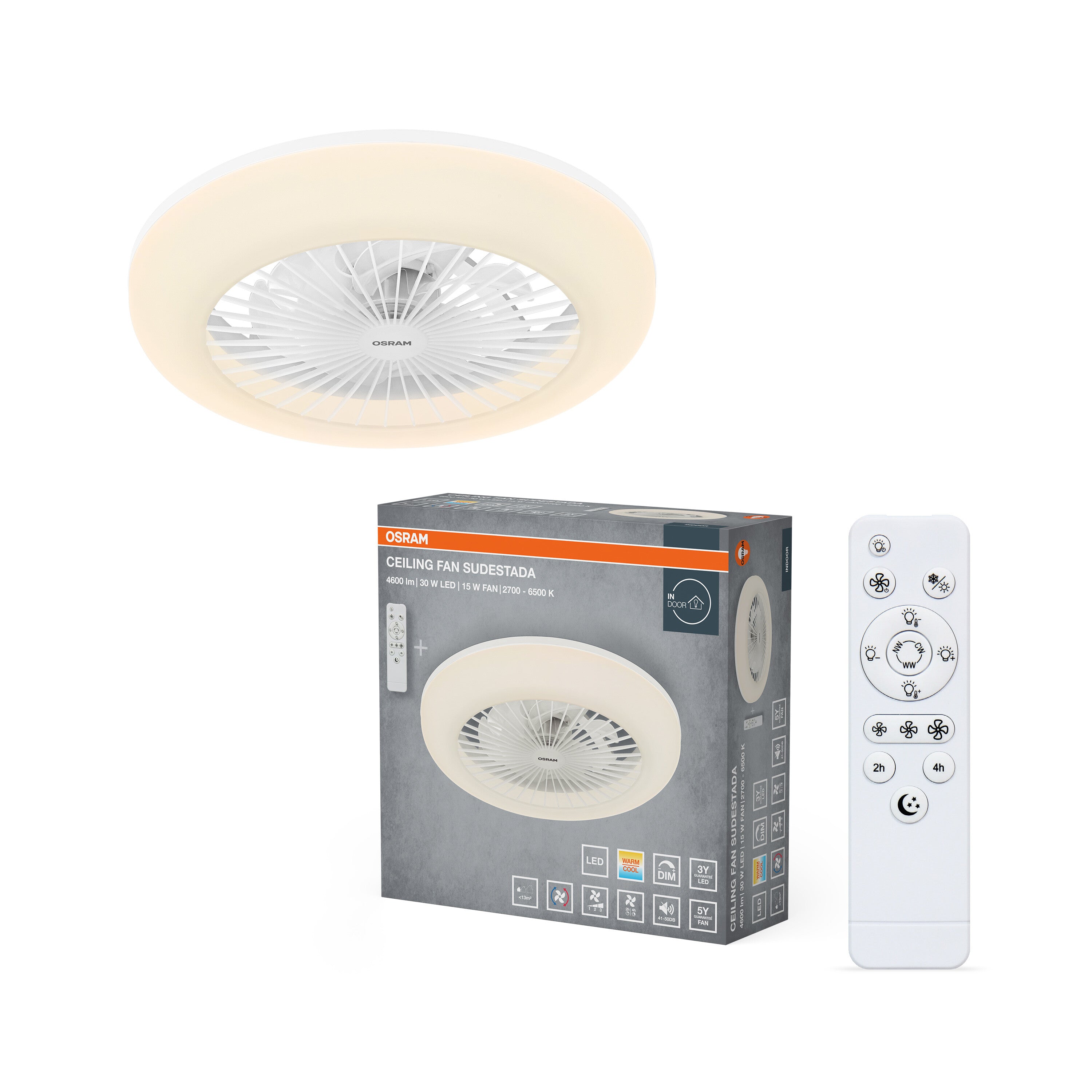 4099854847103 - Stropní ventilátor Sudestada 450 mm 45 W, laditelná bílá - Stropní svítidlo - LEDVANCE e-shop