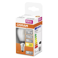 Matná LED mini žárovka E14 1,5 W CLASSIC P, teplá bílá