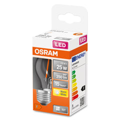 Průhledná mini LED žárovka E27 2,5 W CLASSIC P, teplá bílá