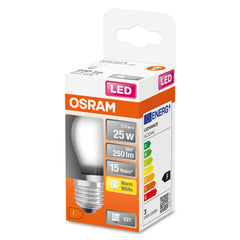 Matná mini LED žárovka E27 2,5 W CLASSIC P, teplá bílá