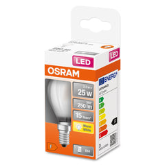 Matná LED mini žárovka E14 2,5 W CLASSIC P, teplá bílá