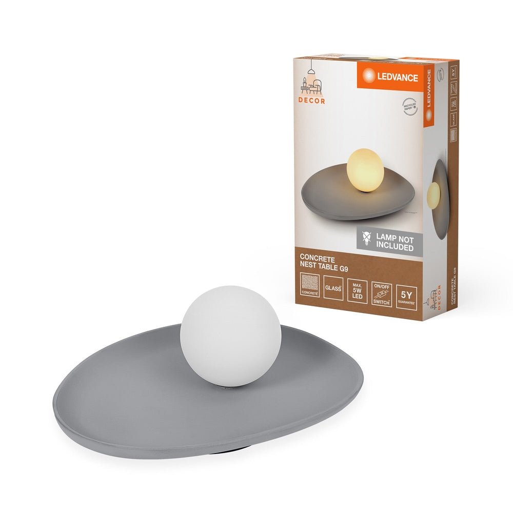 Asymetrická šedá stolní lampa G9 CONCRETE NEST
