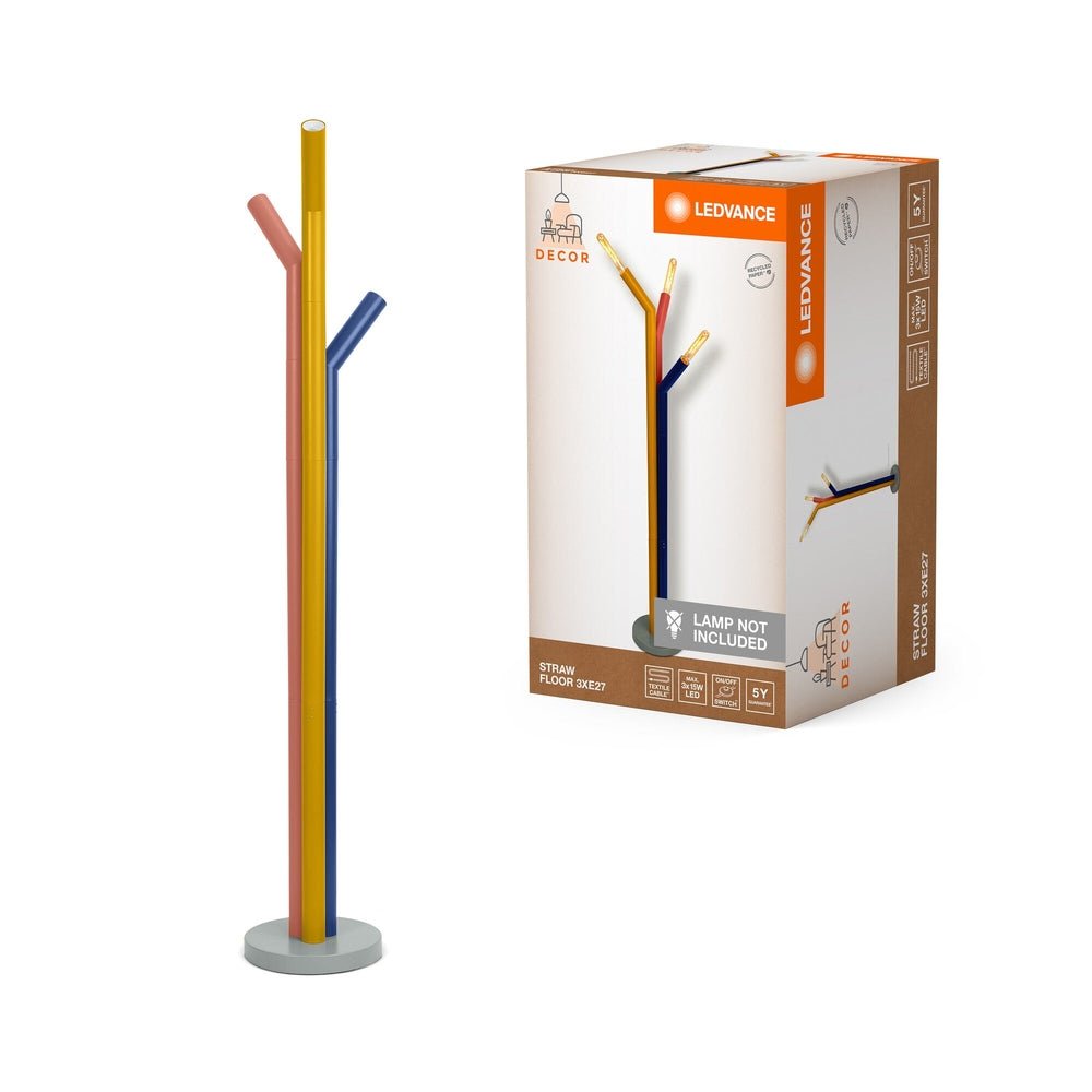 Barevná stojací lampa 3x E27 15W STRAW FLOOR
