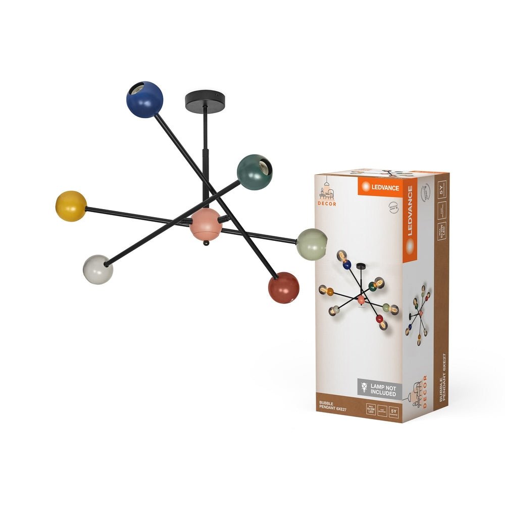 Barevný lustr dekorativní 6x E27 15W BUBBLE PENDANT
