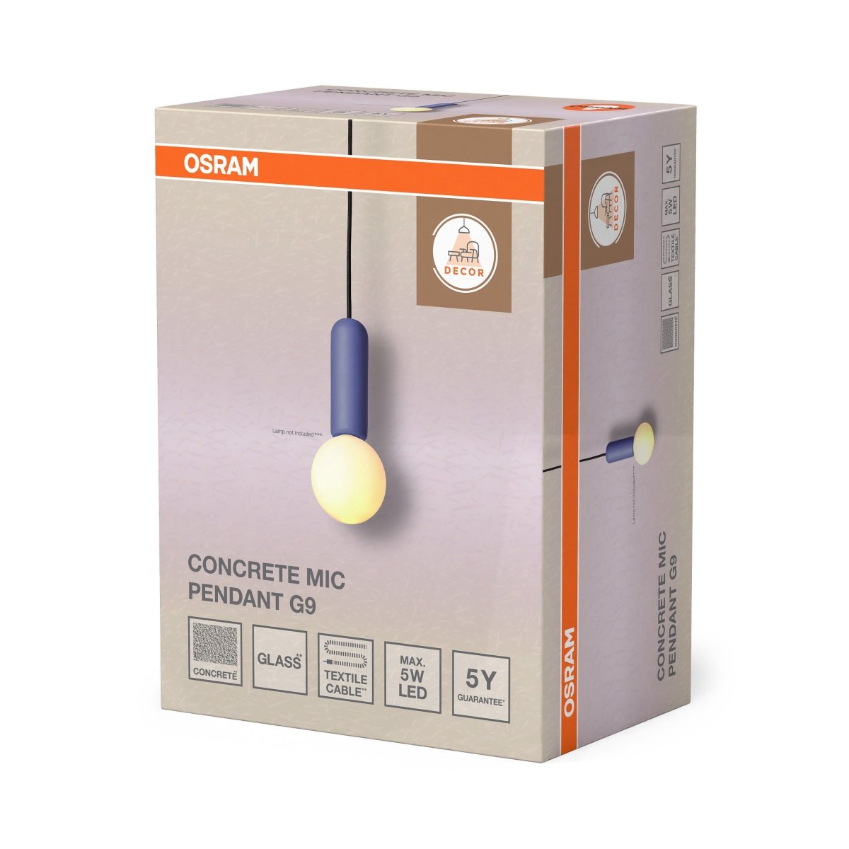 4058075848382 - Betonové závěsné svítidlo Concrete Mic, 1x G9, Modré - Czechia LEDVANCE e - shop
