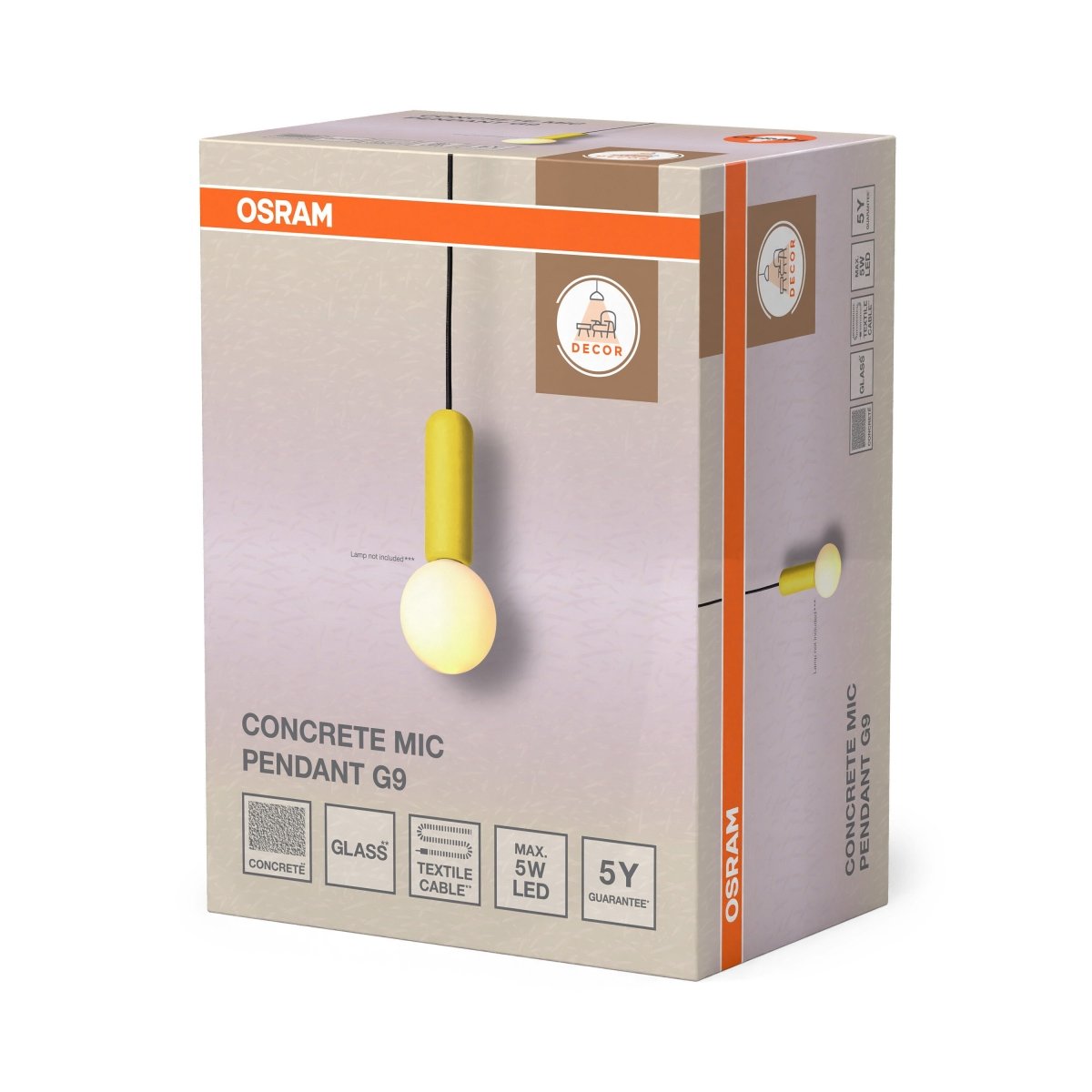 4058075848306 - Betonové závěsné svítidlo Concrete Mic, 1x G9, Žluté - Czechia LEDVANCE e - shop