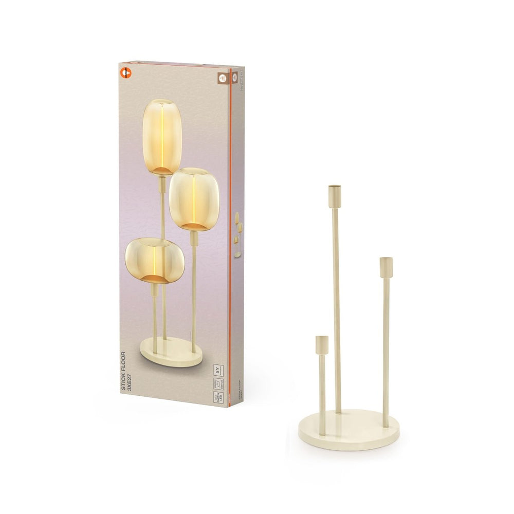 Béžová Dekorativní stojací lampa 3xE27