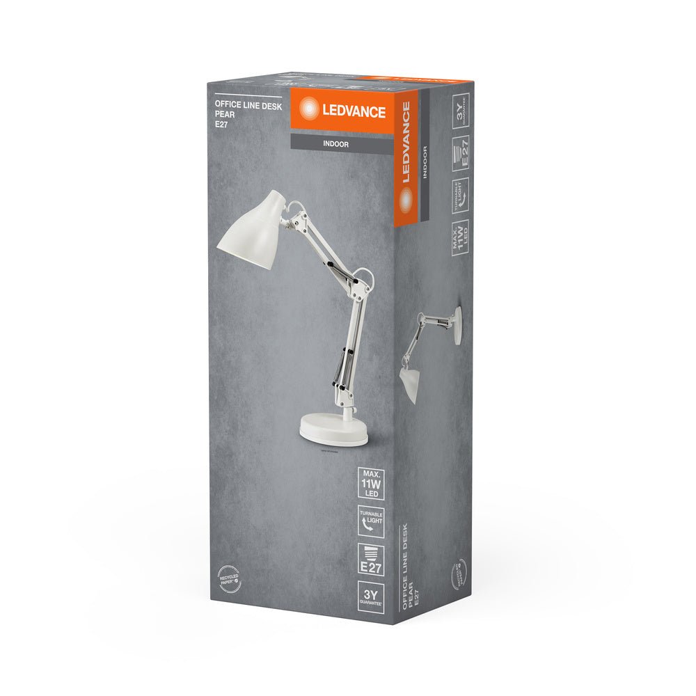 4099854385223 - Bílá stolní lampa E27 11W OFFICE LINE DESK PEAR - Stolní lampa - LEDVANCE e - shop