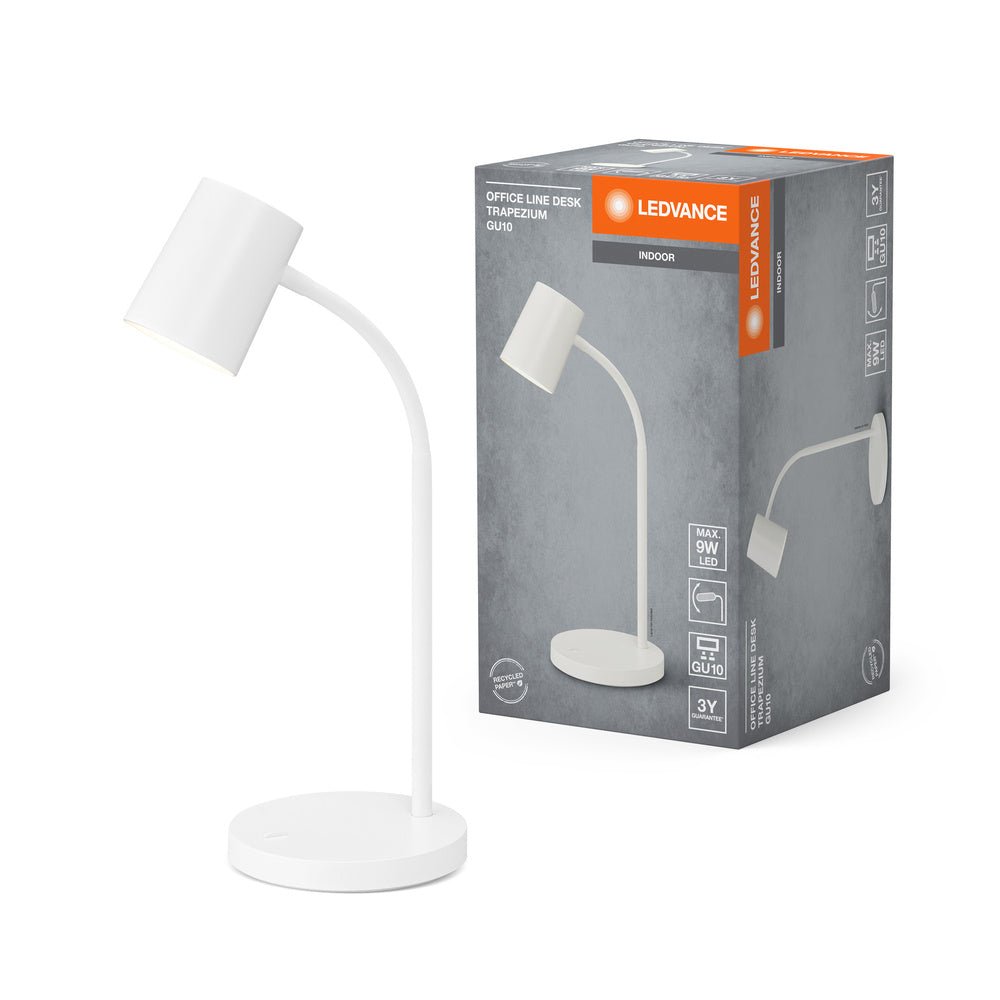 Bílá stolní lampa GU10 9W OFFICE LINE DESK TRAPEZIUM