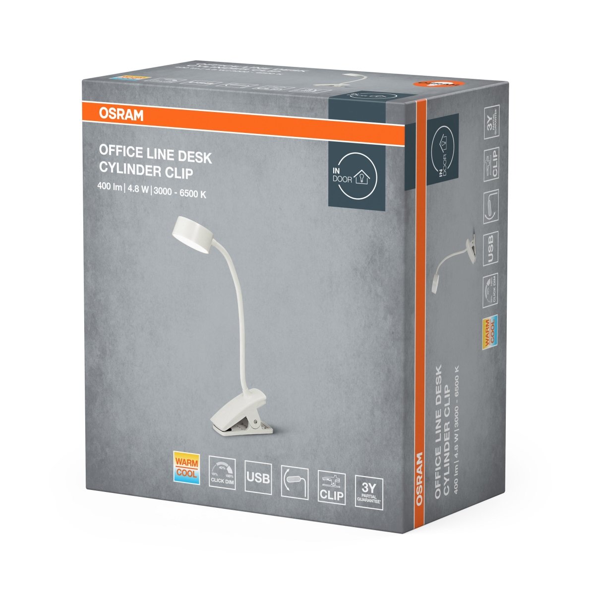4099854464317 - Bílá stolní lampa připínací USB 4.8W CYLINDER, laditelná bílá OSRAM - Stolní lampa - Czechia LEDVANCE e - shop