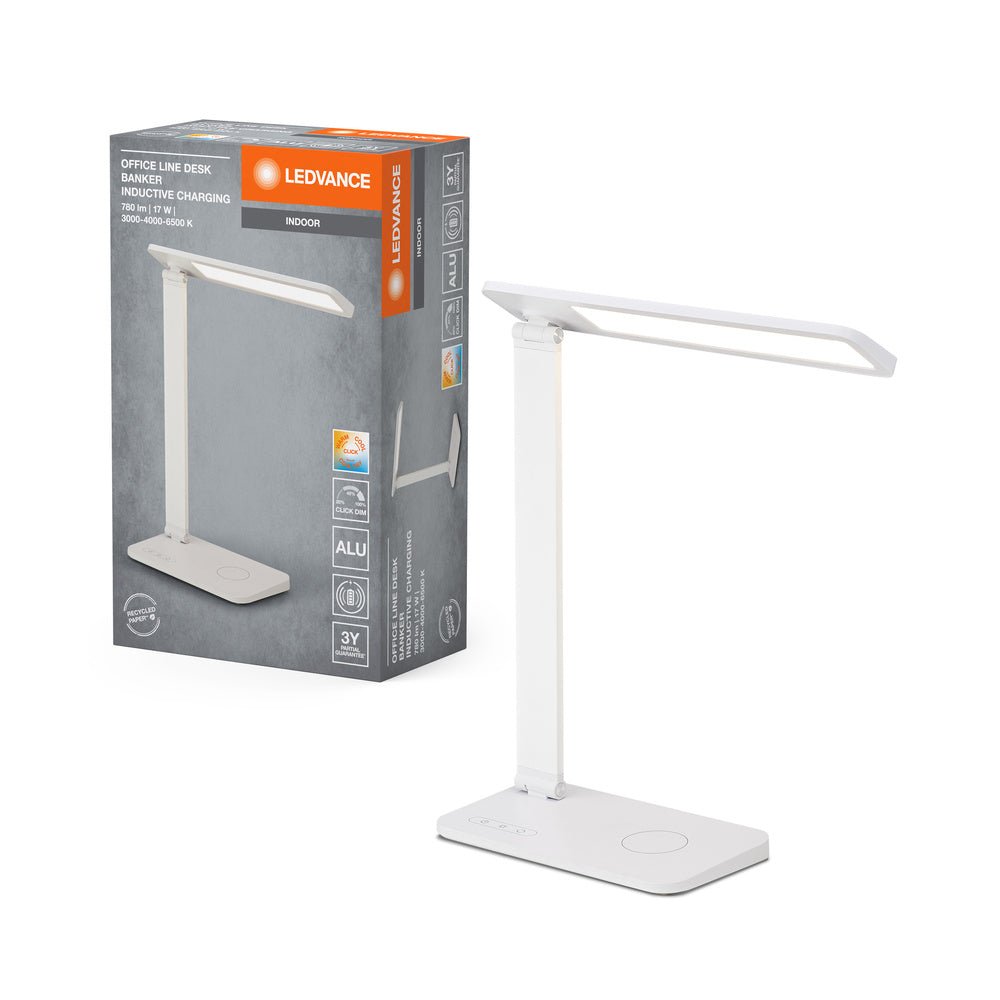 Bílá stolní lampa s nabíjením 17W BANKER, laditelná bílá