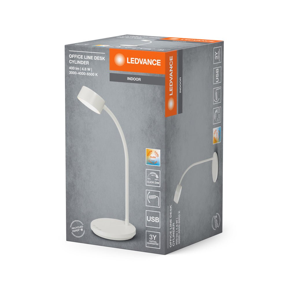 4099854388446 - Bílá stolní lampa USB 4.8W OFFICE CYLINDER, laditelná bílá - Stolní lampa - LEDVANCE e - shop