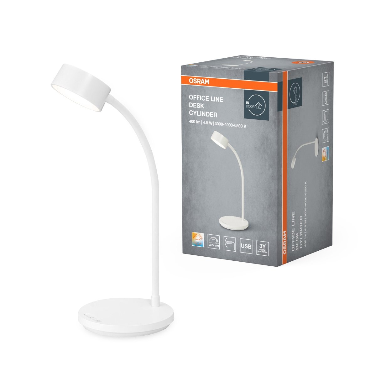 4099854464270 - Bílá stolní lampa USB 4.8W OFFICE CYLINDER, laditelná bílá OSRAM - Stolní lampa - Czechia LEDVANCE e - shop