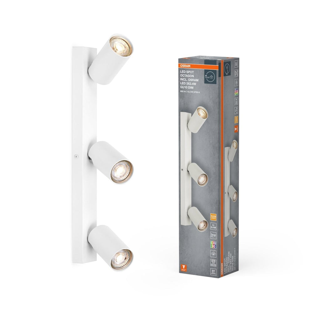 Bílé LED nástěnné svítidlo 3 xU10 OCTAGON, teplá bílá OSRAM