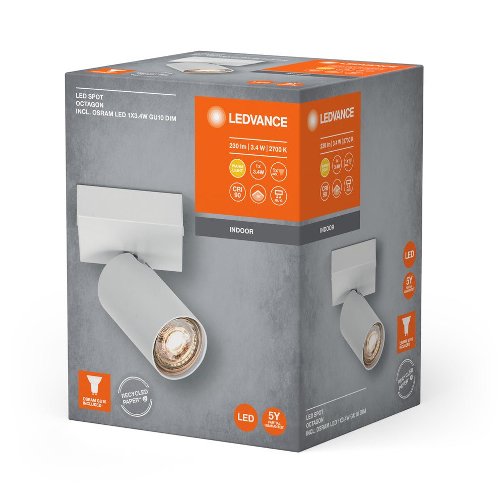 4058075833197 - Bílé LED nástěnné svítidlo GU10 OCTAGON, teplá bílá - Nástěnné svítidlo - LEDVANCE e - shop