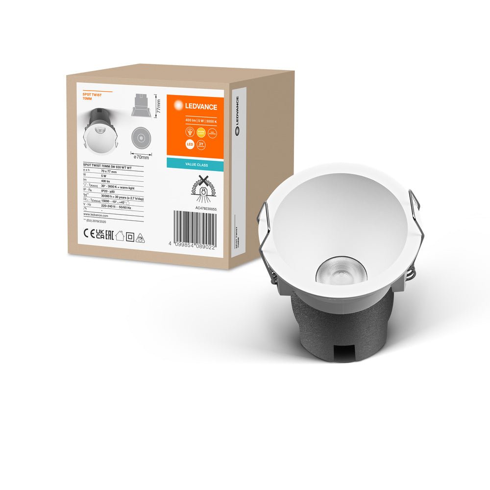 Bílé LED podhledové svítidlo 5 W SPOT 70mm, teplá bílá