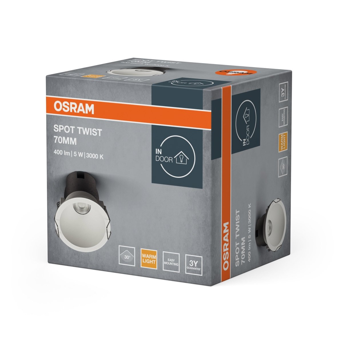 4099854446115 - Bílé LED podhledové svítidlo 5 W SPOT 70mm, teplá bílá OSRAM - Podhledové svítidlo - LEDVANCE e - shop
