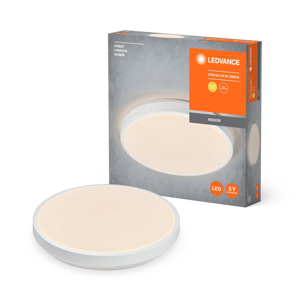 Bílé LED stropní svítidlo 24 W LONDON 400 mm, teplá bílá
