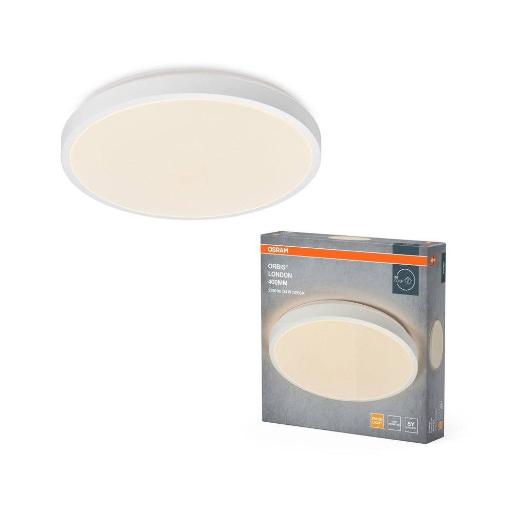Bílé LED stropní svítidlo 24 W LONDON 400 mm, teplá bílá OSRAM